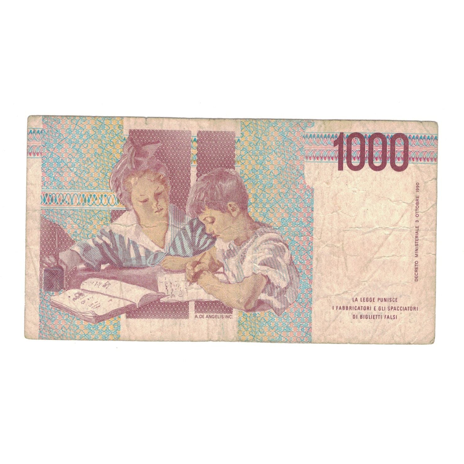 Geldschein, Italien, 1000 Lire, 1990, 1990-10-03, KM:114c, S