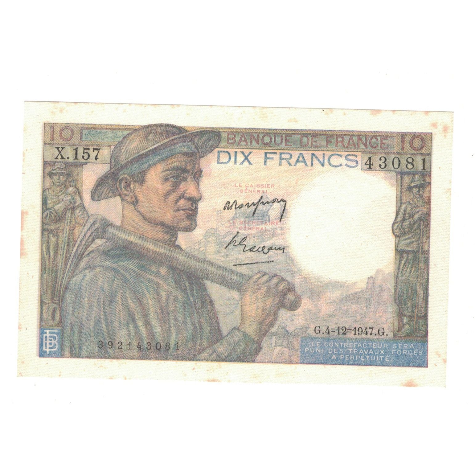 Frankreich, 10 Francs, Mineur, 1947, X.157, SS+, Fayette:8.19, KM:99f