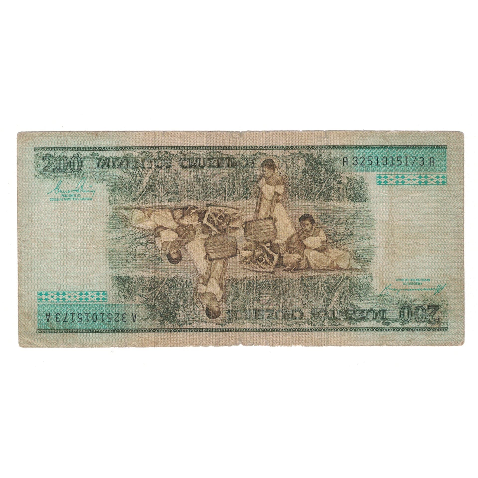 Nota, Brasil, 200 Cruzeiros, KM:199a, VG(8-10)