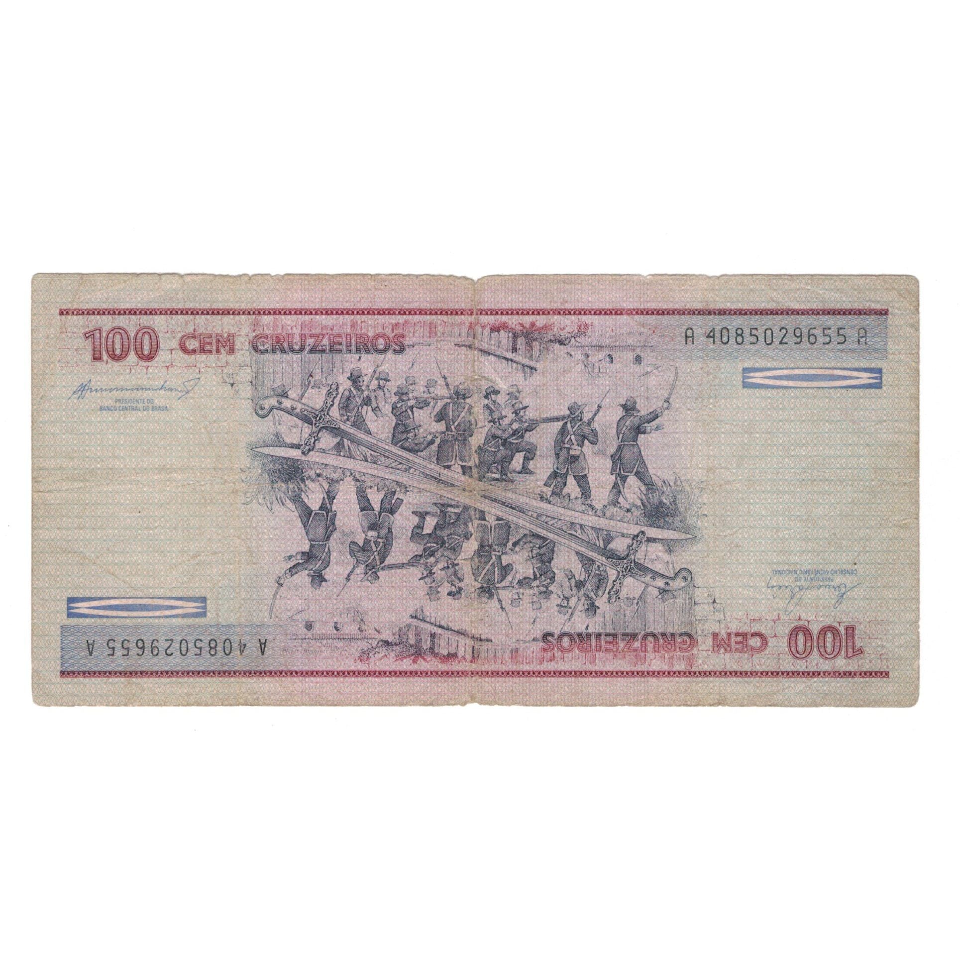Banknot, Brazylia, 100 Cruzeiros, KM:198b, VG(8-10)
