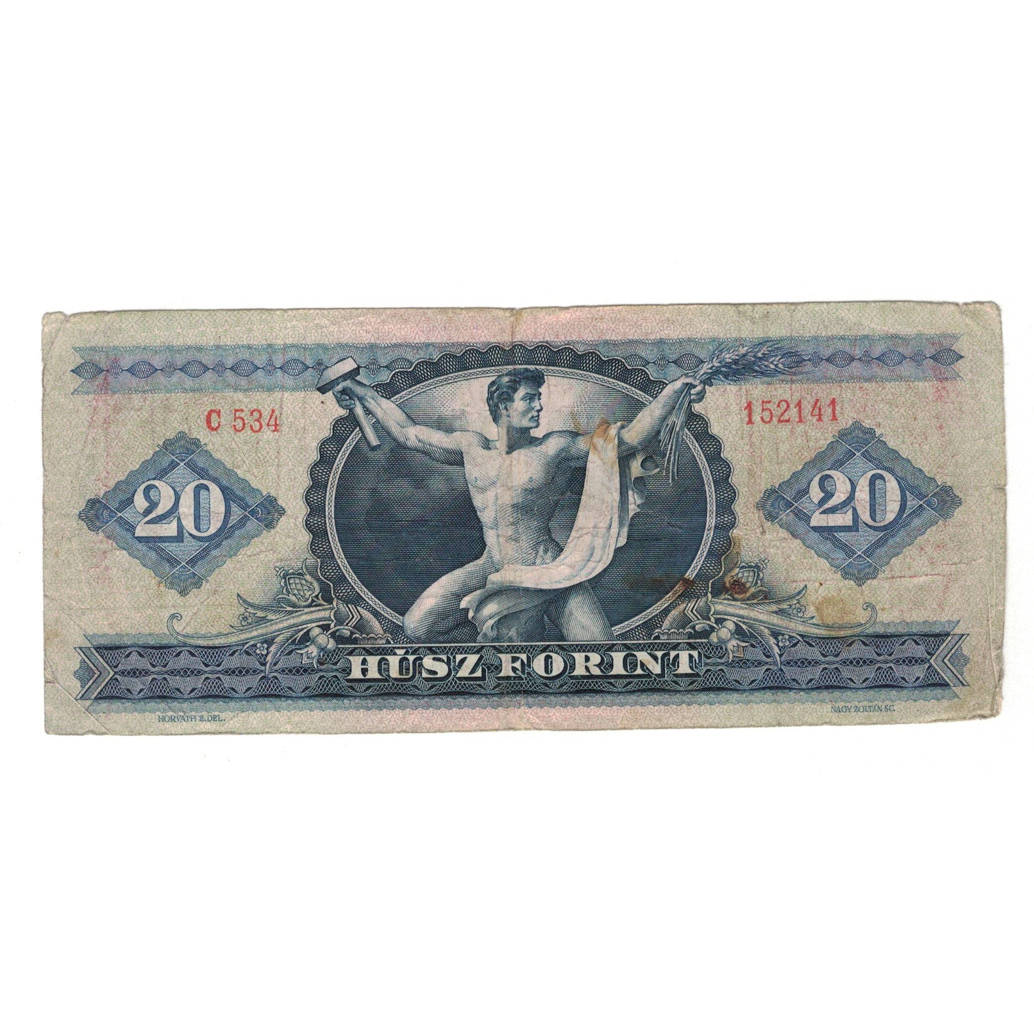 Geldschein, Ungarn, 20 Forint, 1969, 1969-06-30, KM:169e, SGE