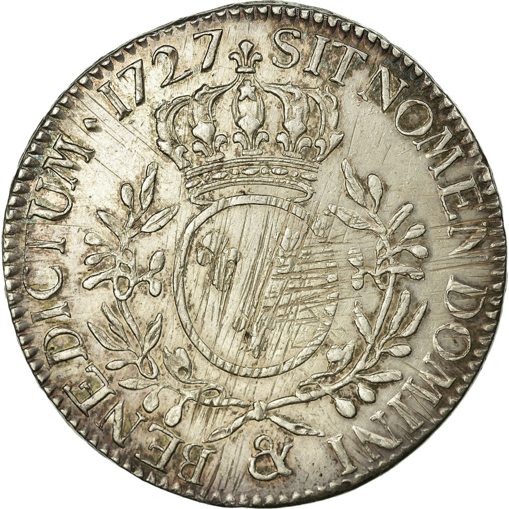 Coin, France, Louis XV, Écu aux branches d'olivier, Ecu, 1727, Aix, EF(40-45)