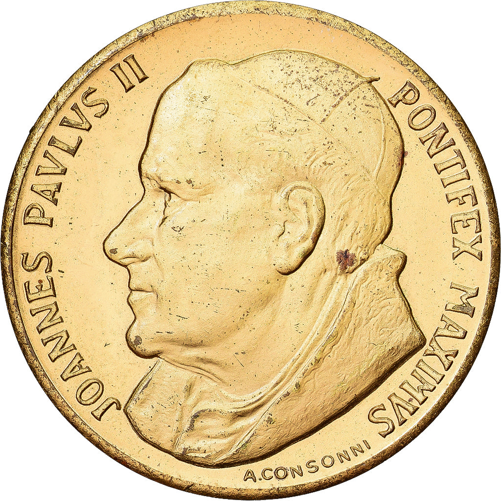 Vatican, Medal, Le Pape Jean-Paul II, Consonni, EF(40-45), Copper Gilt