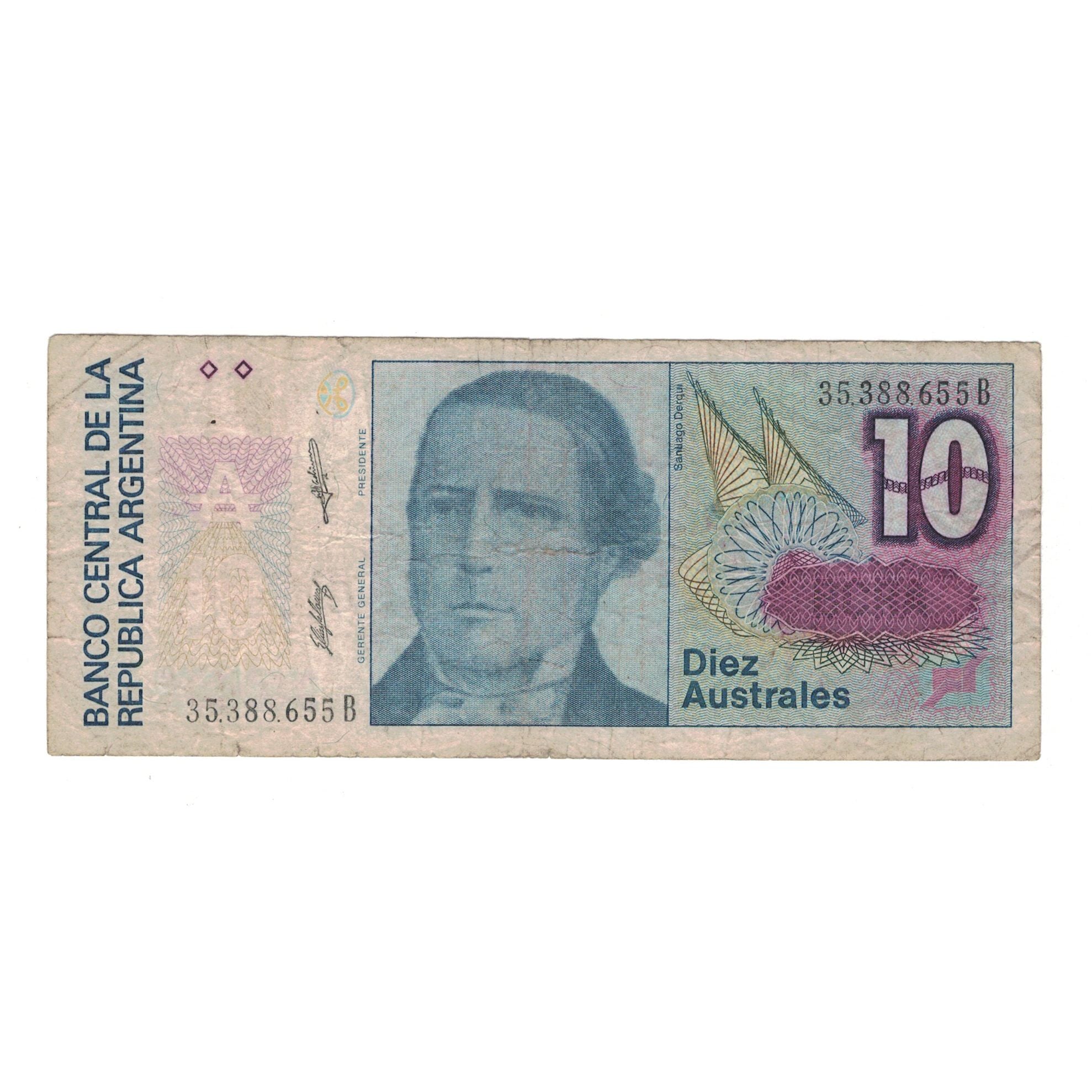 Banknote, Argentina, 10 Australes, KM:325b, VF(20-25)