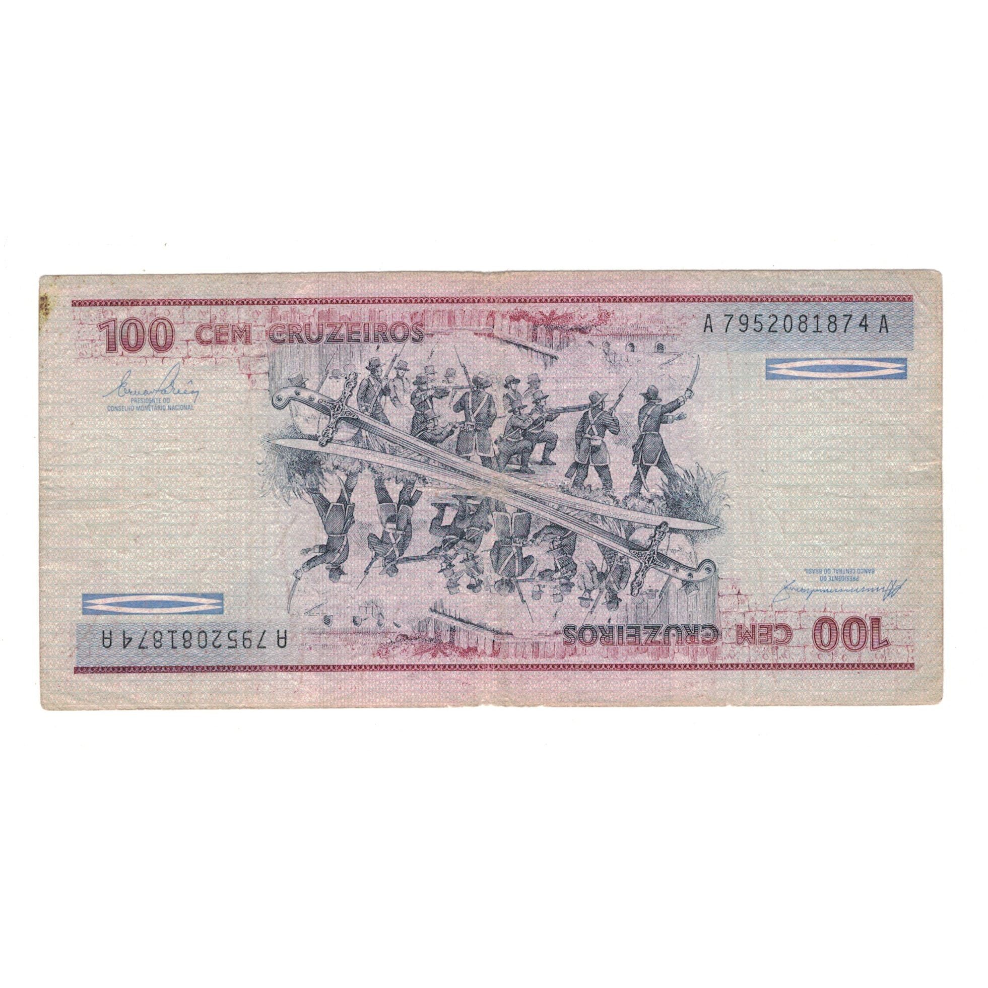 Biljet, Brazilië, 100 Cruzeiros, KM:198b, TB+