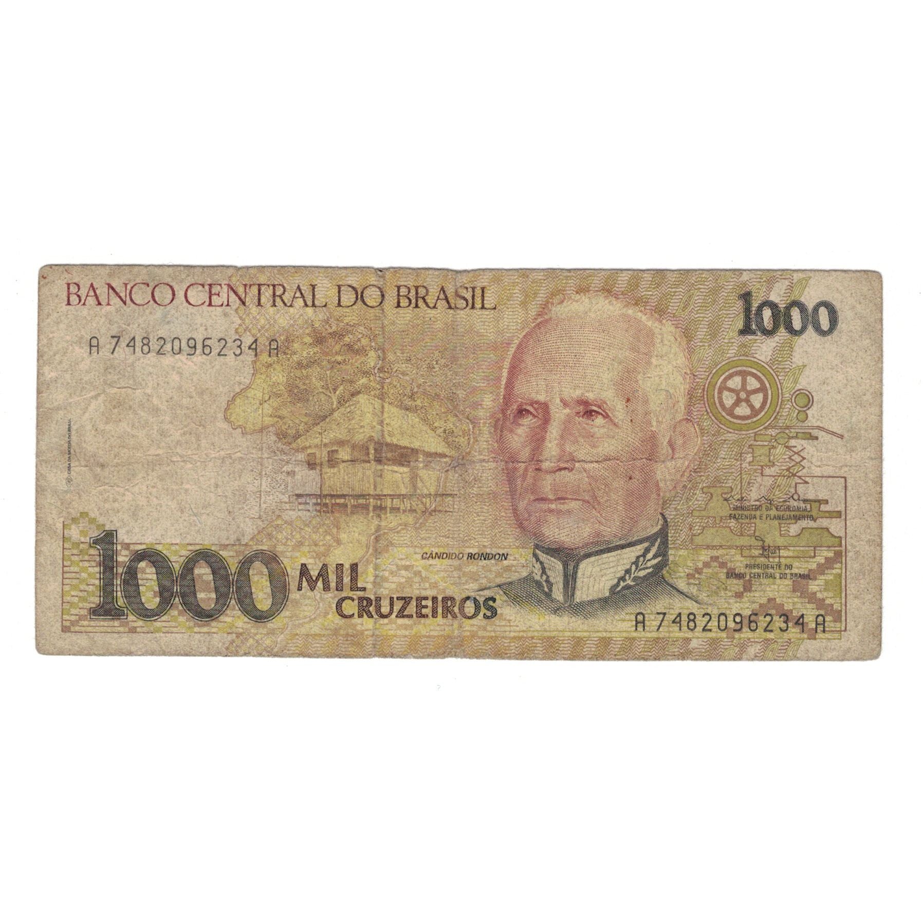 Nota, Brasil, 1000 Cruzeiros, KM:231c, VF(20-25)