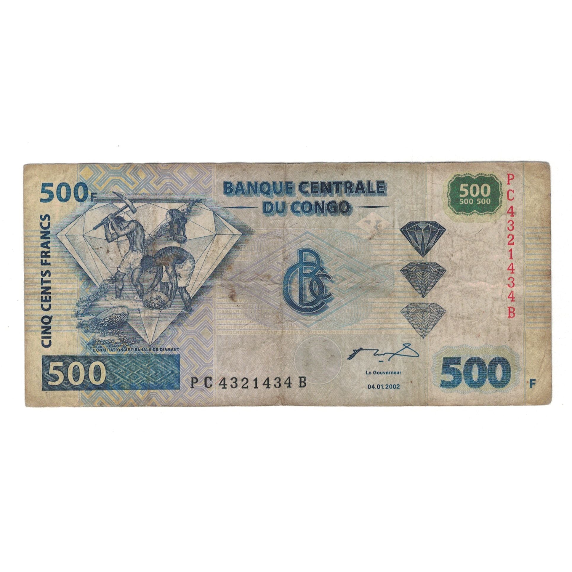 Banknote, Congo Democratic Republic, 500 Francs, 2002, 2002-01-04, KM:96a