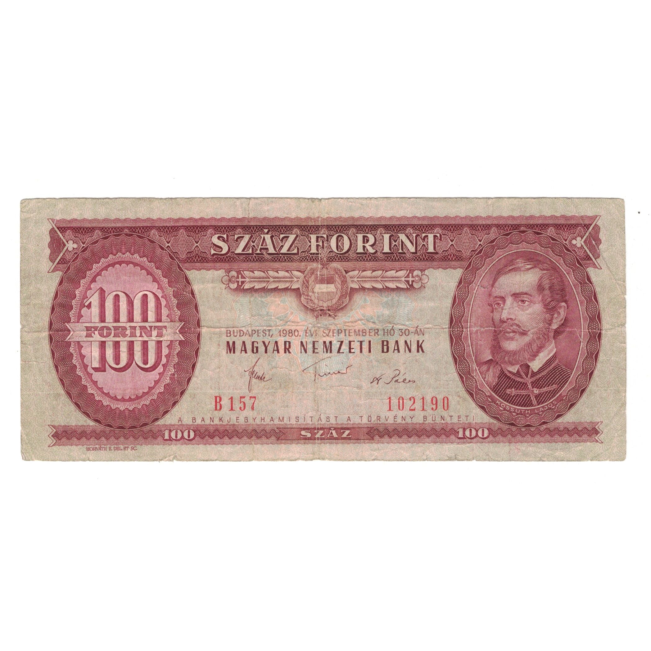 Nota, Hungria, 100 Forint, 1980, 1980-09-30, KM:171f, VF(20-25)