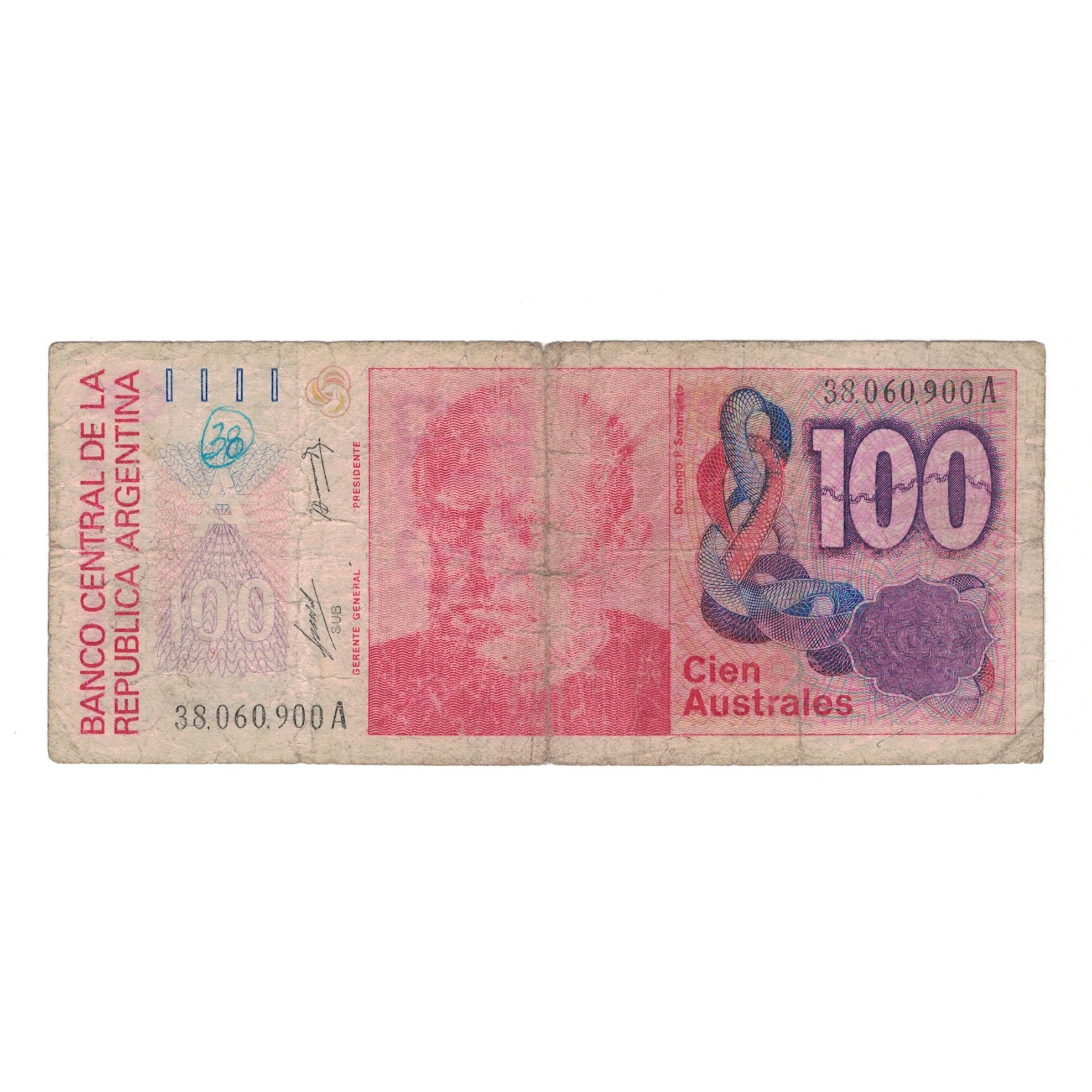 Billete, 100 Australes, Argentina, KM:327b, RC