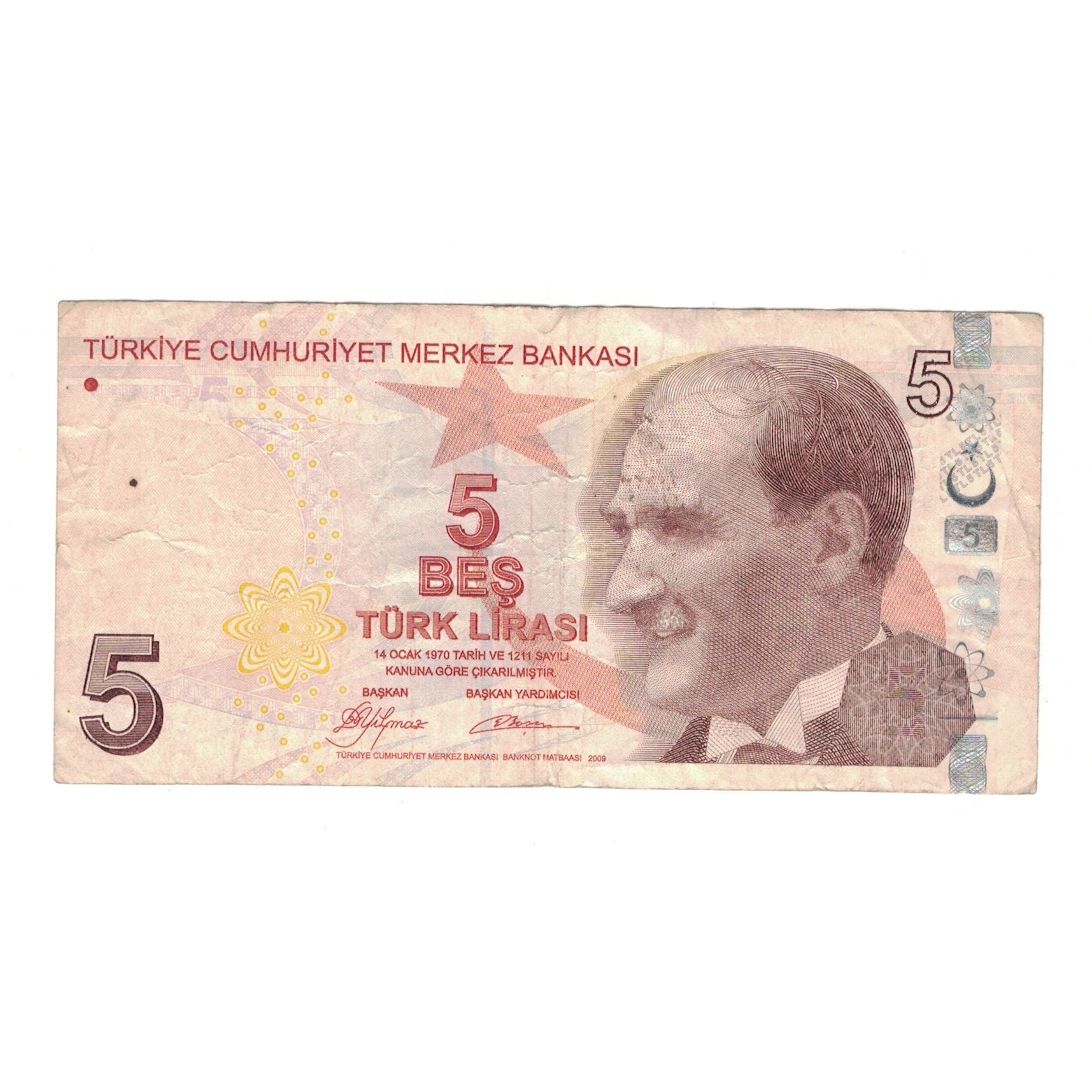 Geldschein, Türkei, 5 Lira, Undated (2009), KM:222, S+