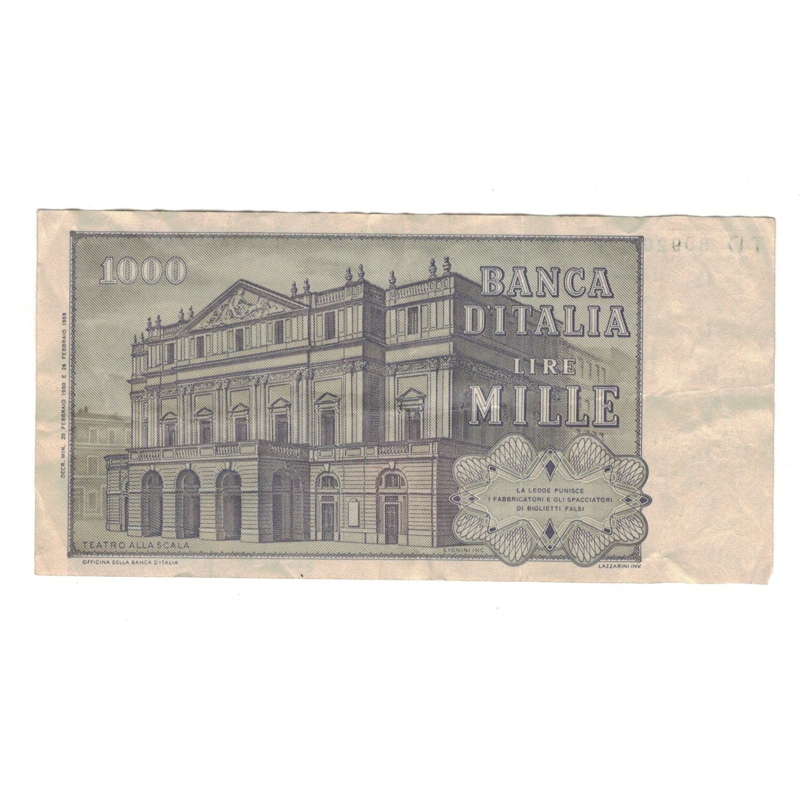 Billet, Italie, 1000 Lire, 1980, 1980-02-20, KM:101g, TTB