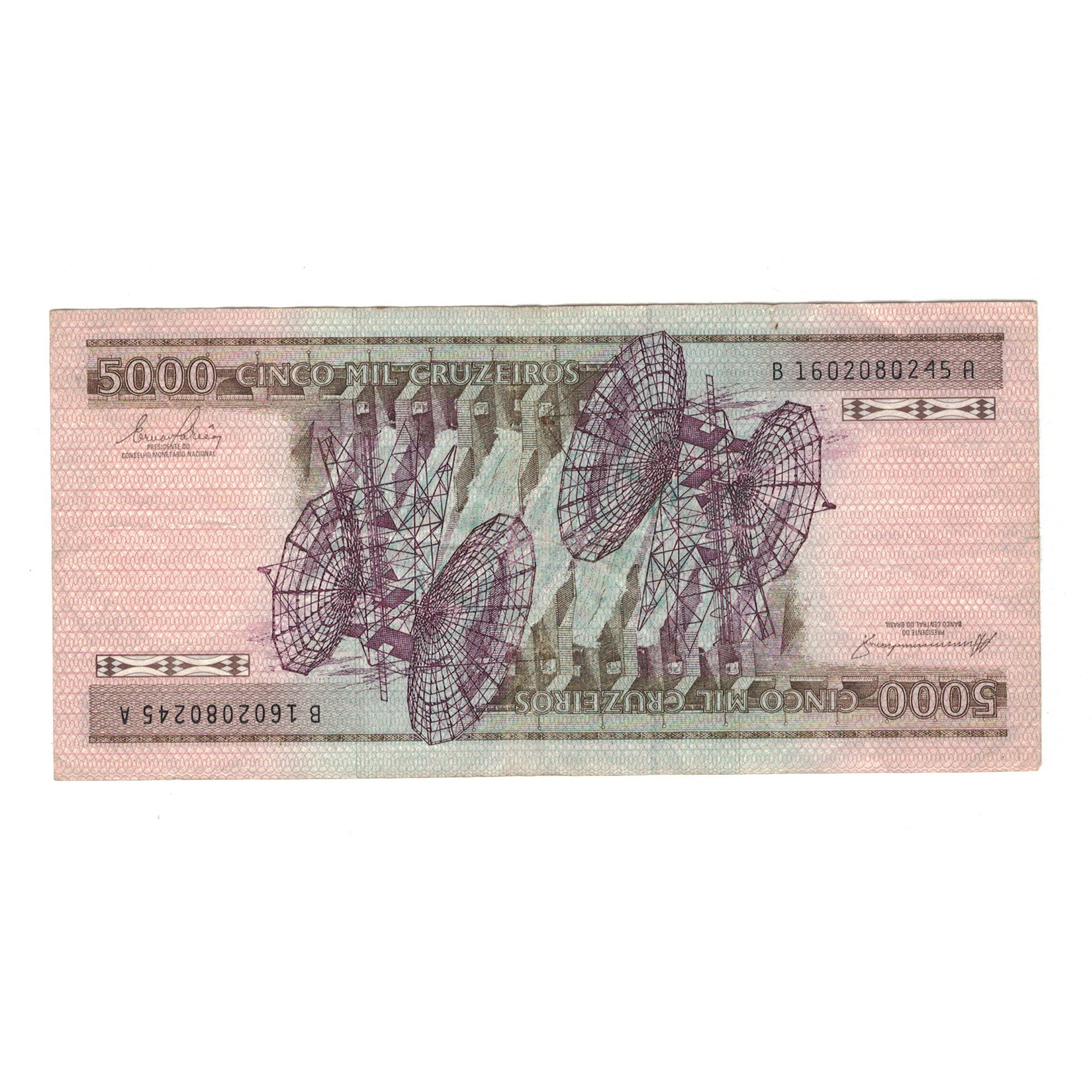 Biljet, Brazilië, 5000 Cruzeiros, KM:202c, TTB