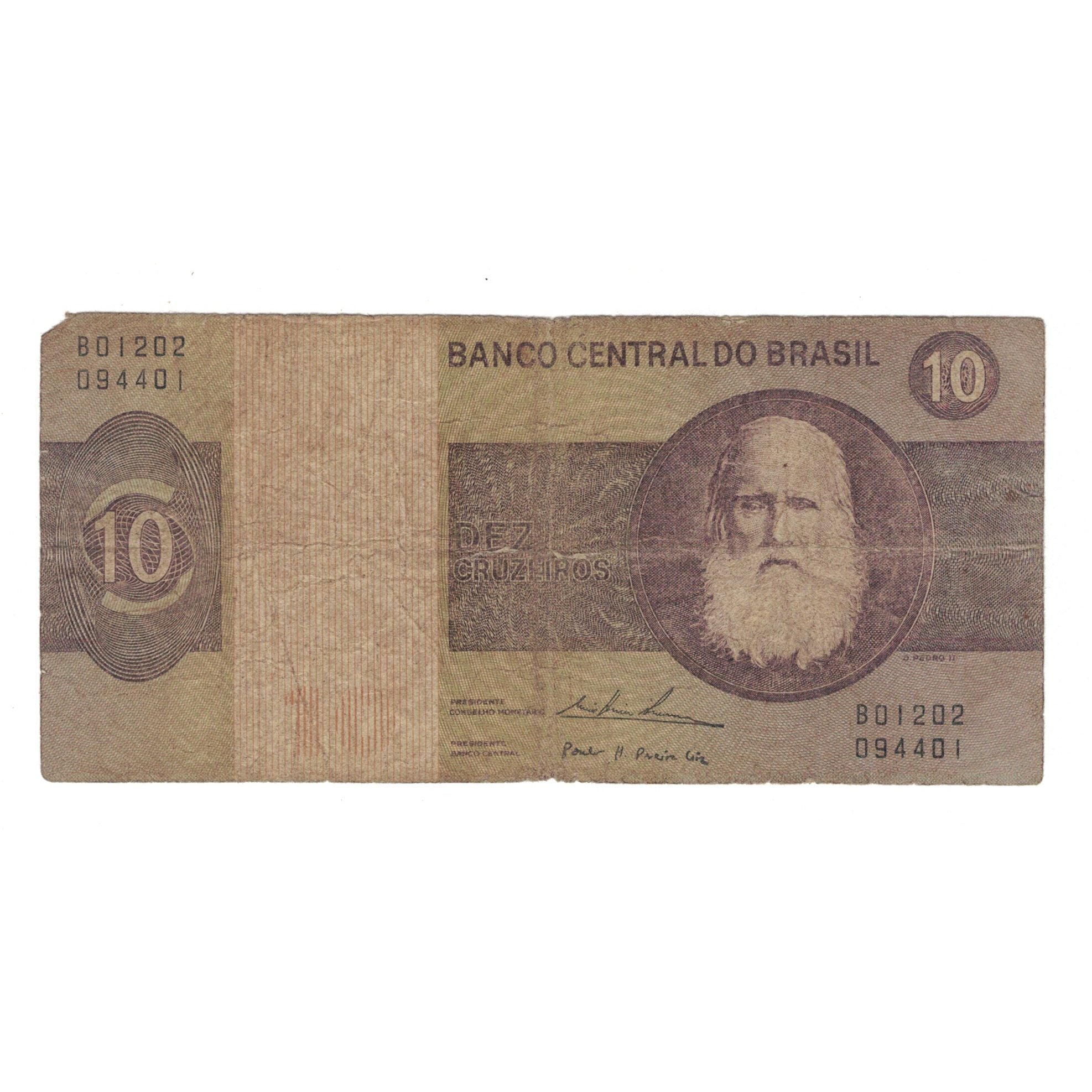 Nota, Brasil, 10 Cruzeiros, KM:193b, VG(8-10)