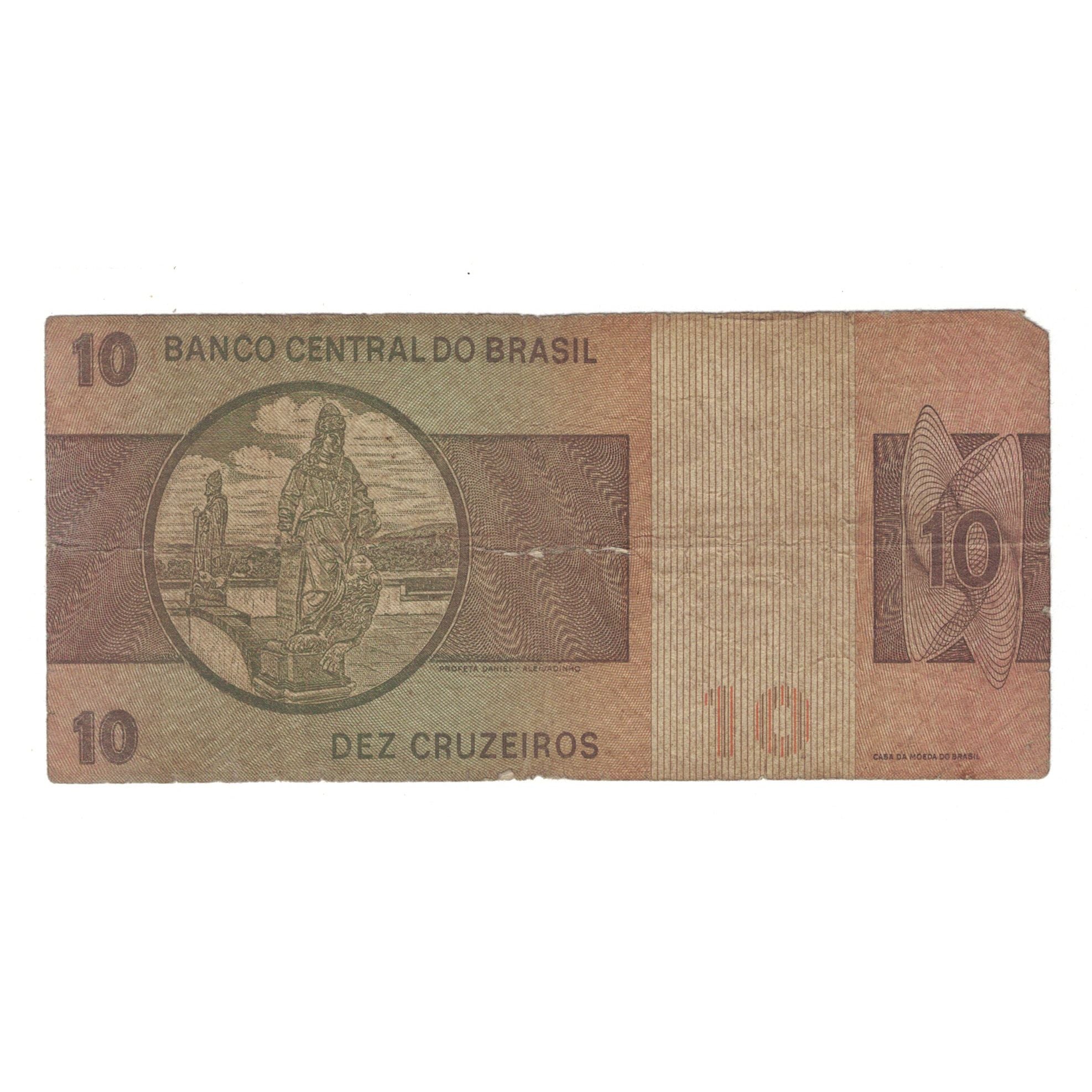Nota, Brasil, 10 Cruzeiros, KM:193b, VG(8-10)