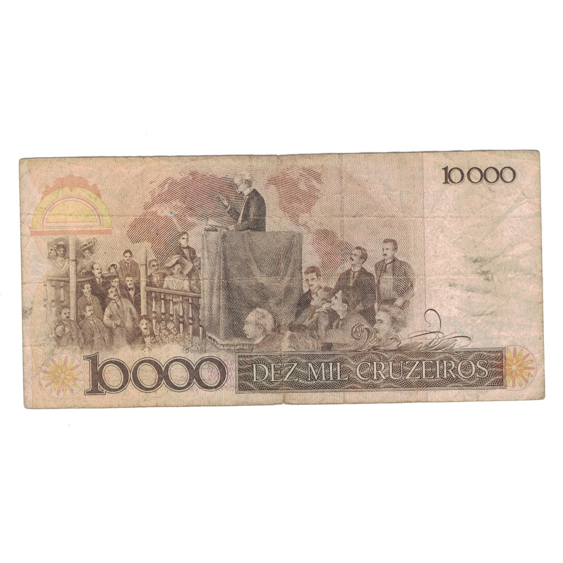Nota, Brasil, 10,000 Cruzeiros, KM:203a, VG(8-10)