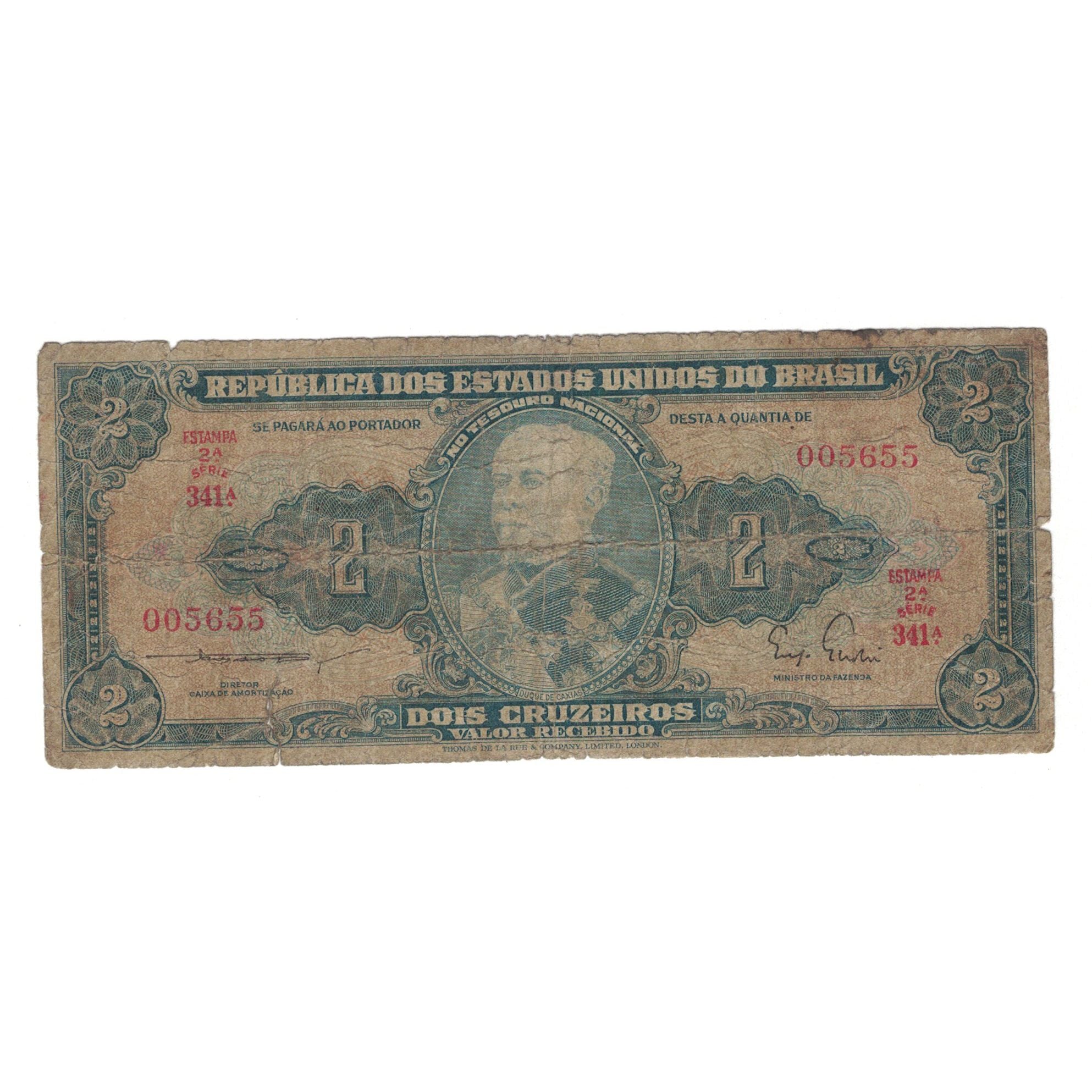Nota, Brasil, 2 Cruzeiros, DUC DE CAXIAS, VG(8-10)