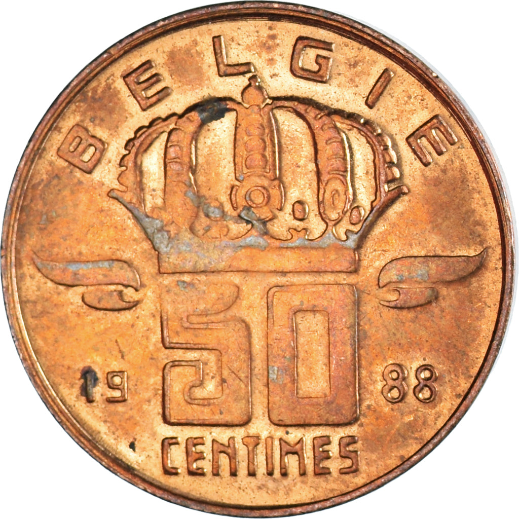 Moneta, Belgio, 50 Centimes, 1988