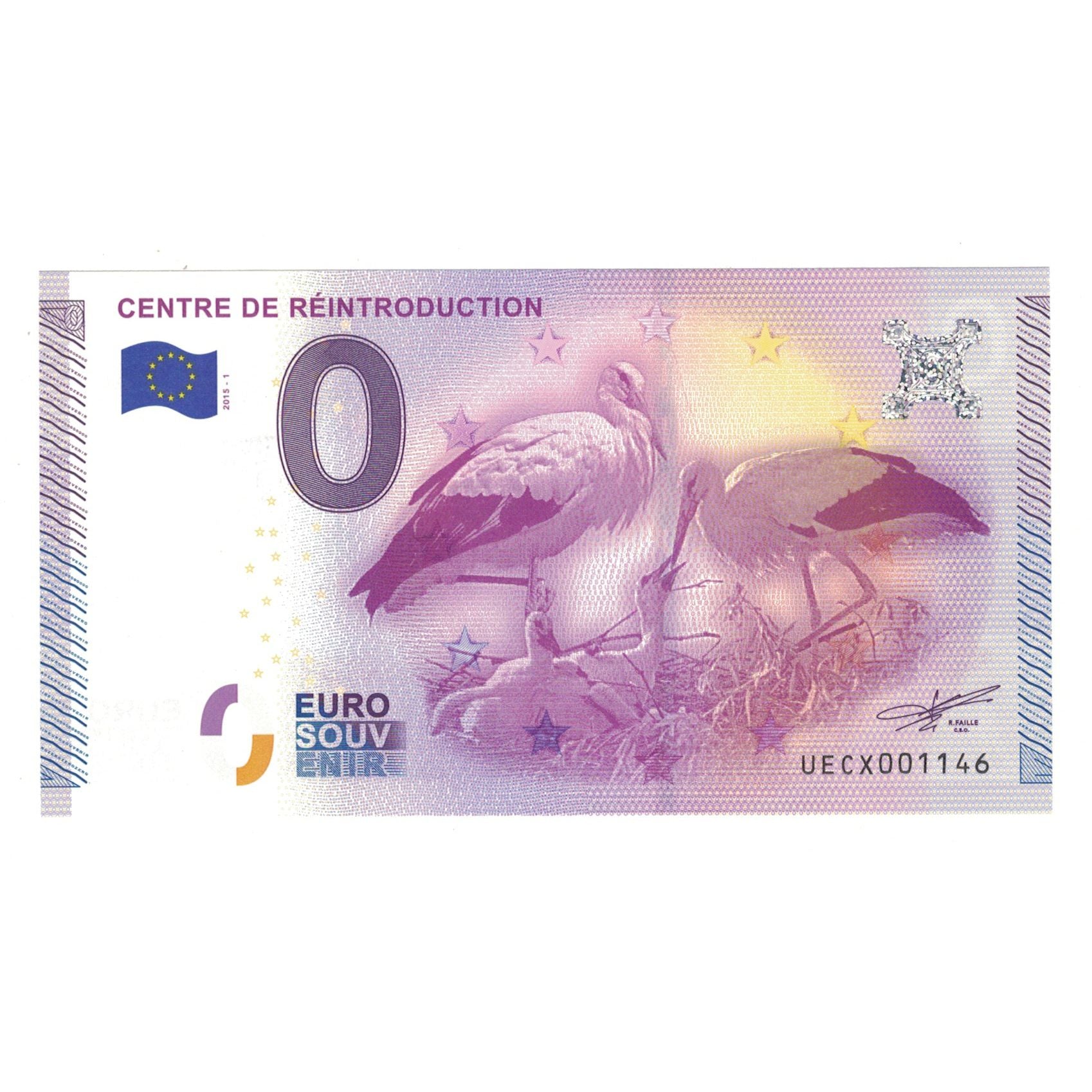 Francja, Tourist Banknote - 0 Euro, 2015, UECX001146, CENTRE DE REINTRODUCTION