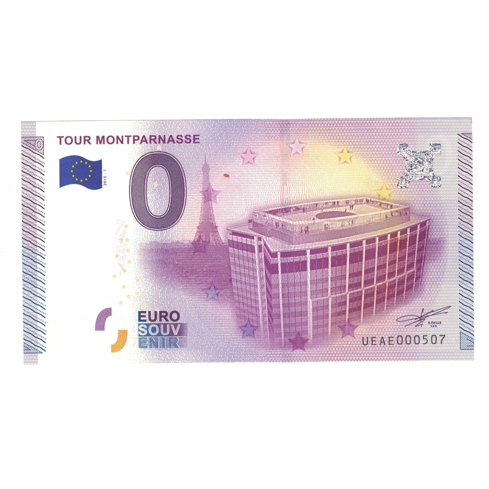Francia, Tourist Banknote - 0 Euro, 2015, UEAE000507, TOUR MONTPARNASSE, FDS
