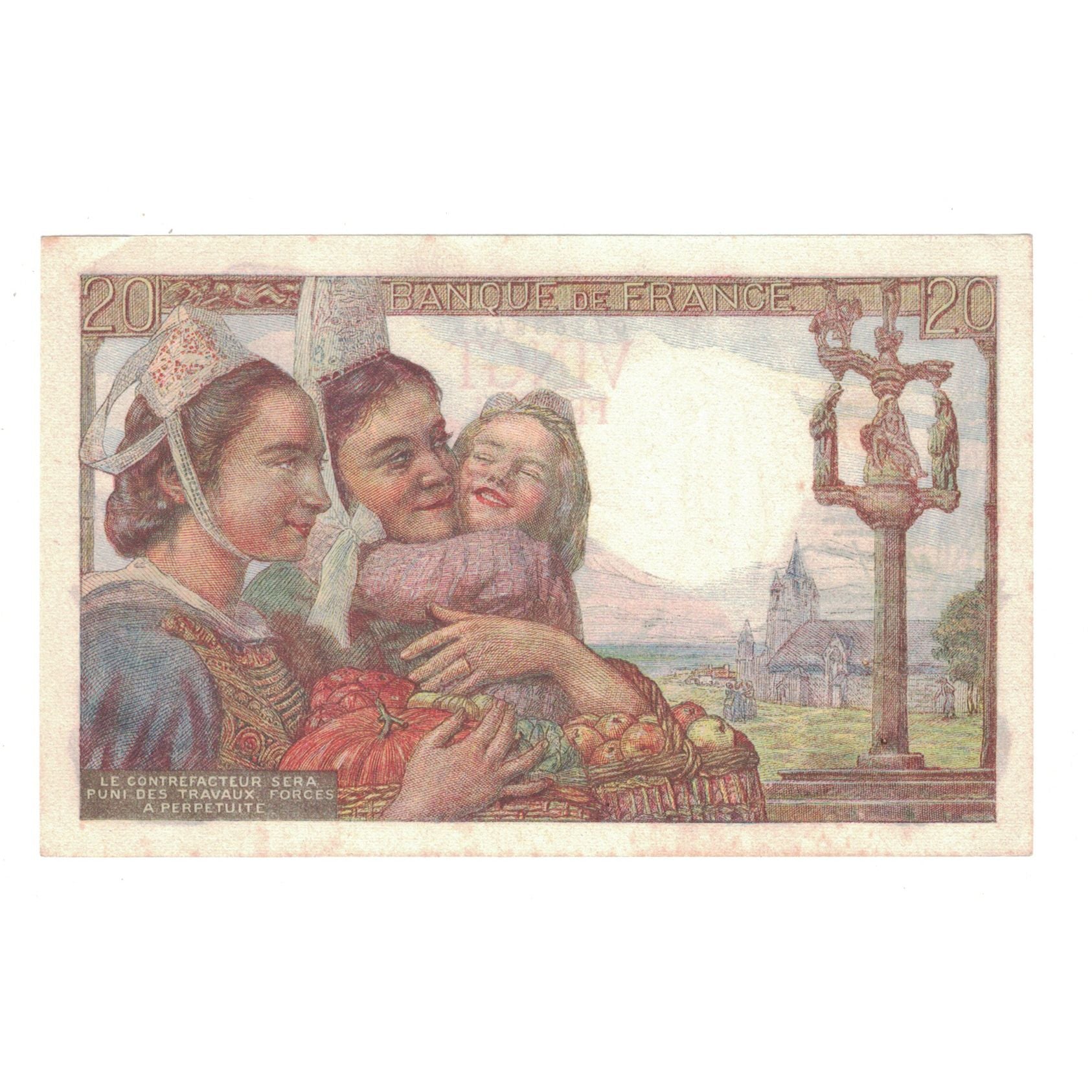 Francia, 20 Francs, Pêcheur, 1942, M.32, BB+, Fayette:13.3, KM:100a