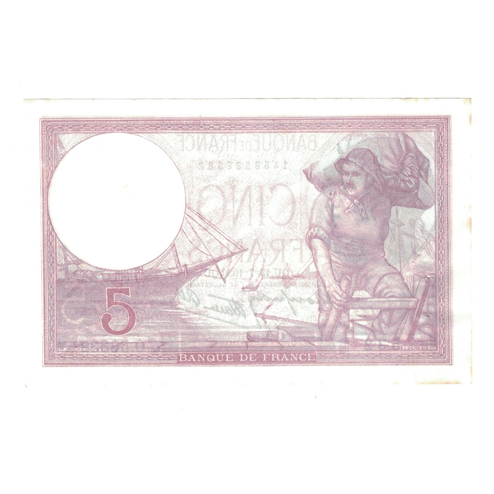 Francia, 5 Francs, Violet, 1939, O.58332, BB+, Fayette:F04.1, KM:83