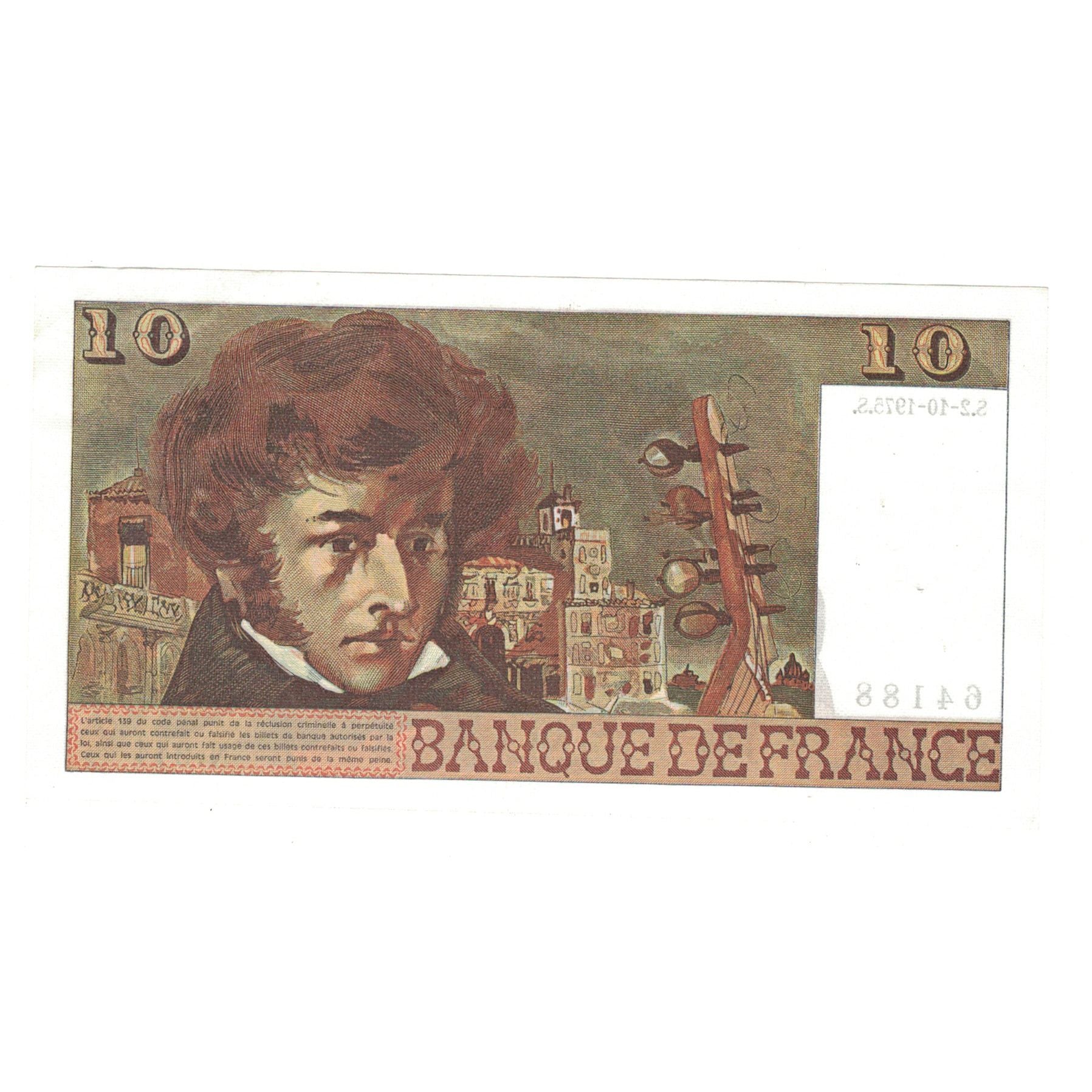 Francia, 10 Francs, Berlioz, 1975, N.244, SPL-, Fayette:63.13, KM:150b