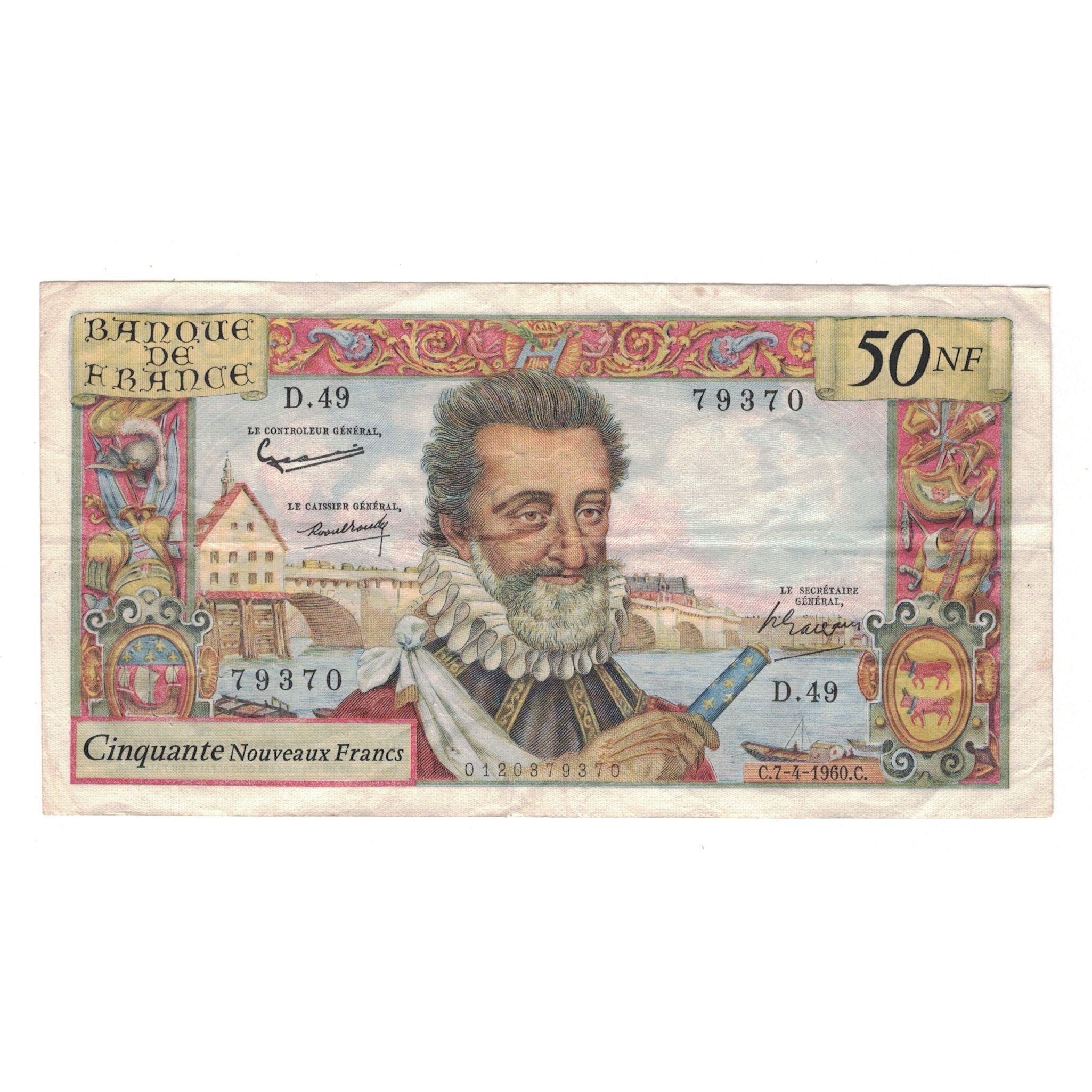 França, 50 Nouveaux Francs, Henri IV, 1960, D.49, EF(40-45), Fayette:58.5