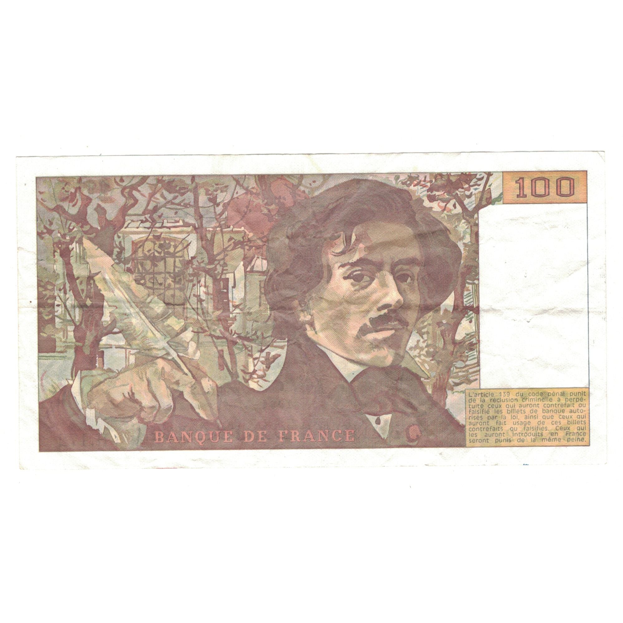 Frankrijk, 100 Francs, Delacroix, 1991, H.172, TTB, Fayette:69BIS.3A4, KM:154f