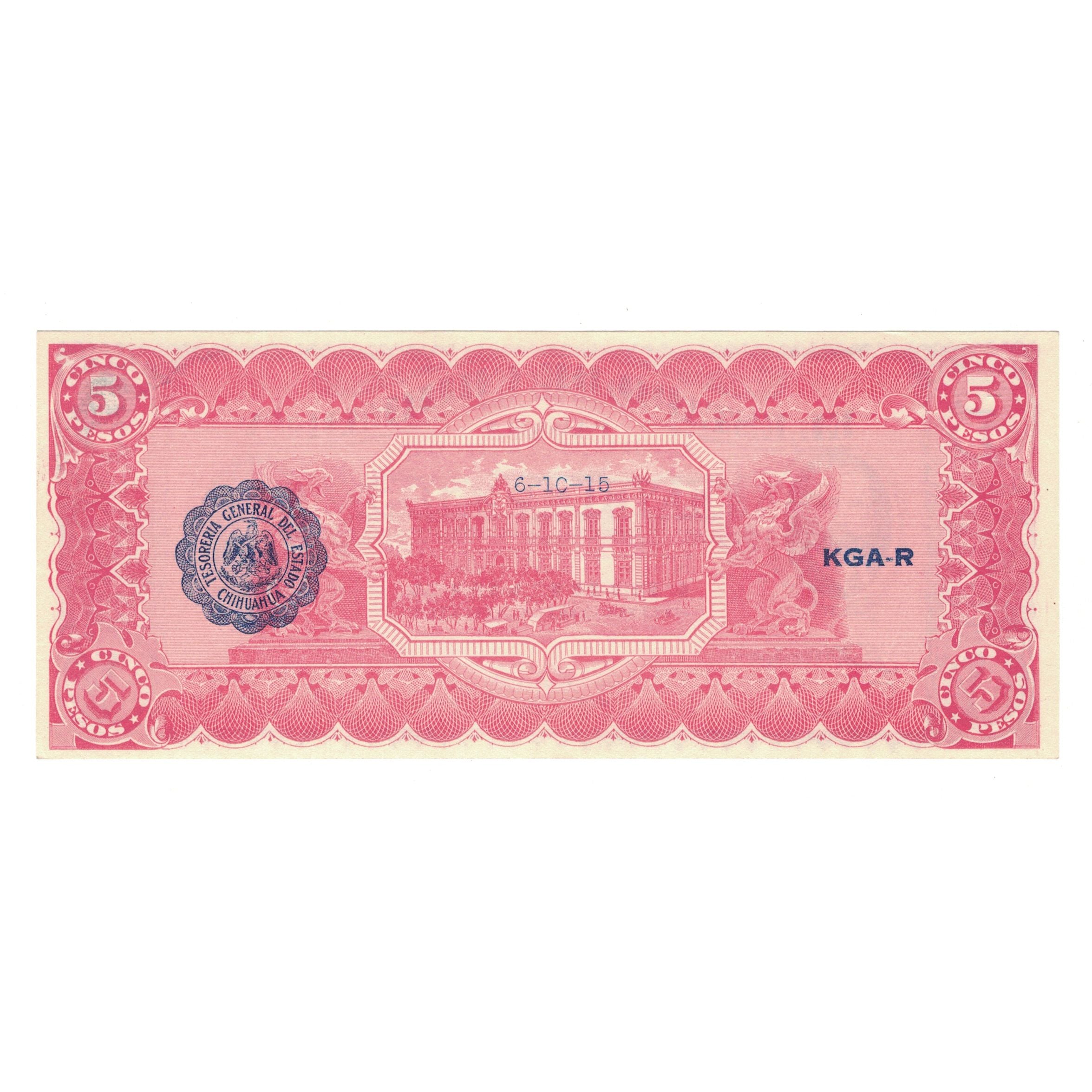 Banconote, Messico - Rivoluzionario, 5 Pesos, 1915, 01/1915, KM:S532c, FDS