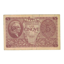 Banknote, Italy, 5 Lire, 1944, 1944-11-23, KM:31c, VF(20-25)