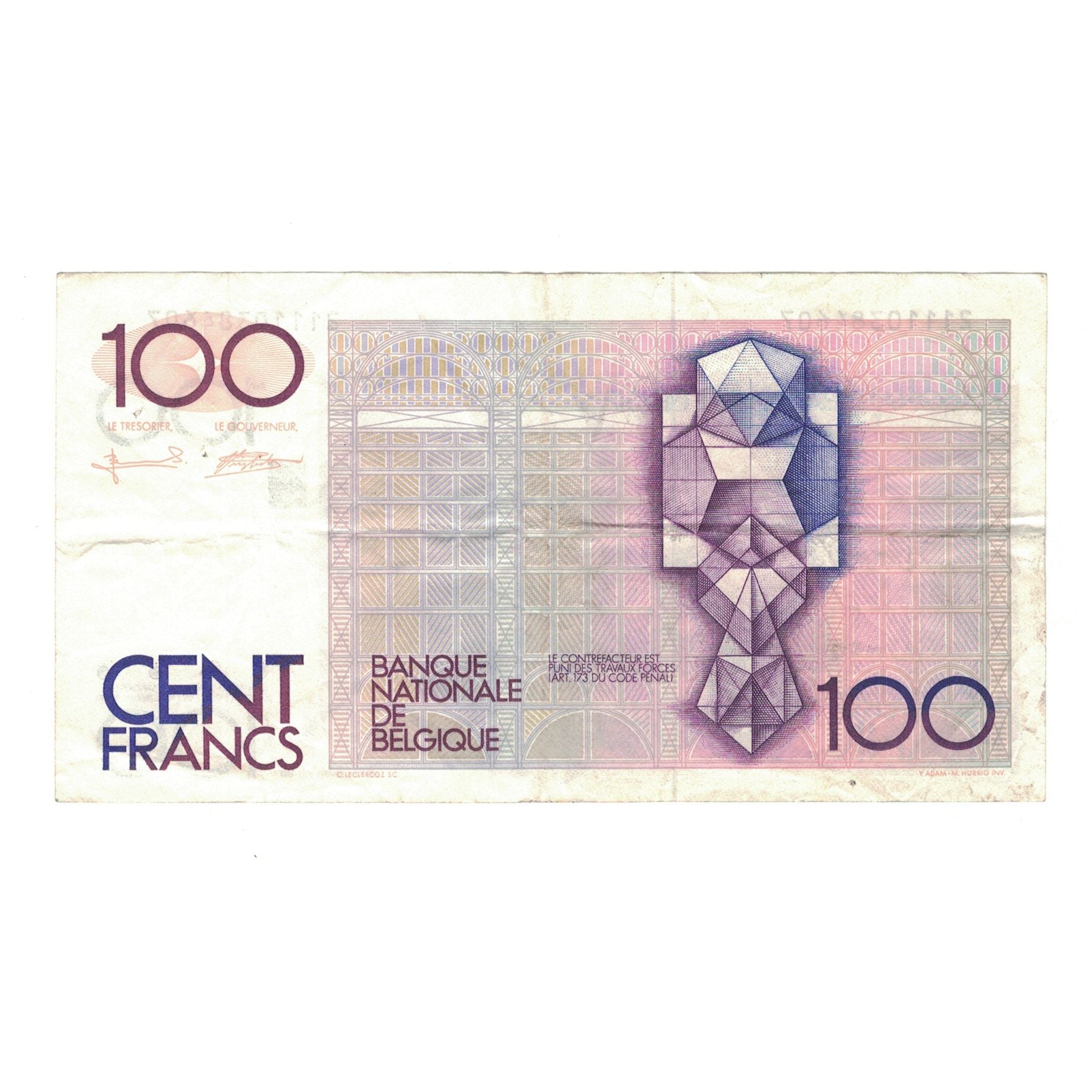 Nota, Bélgica, 100 Francs, KM:142a, VF(30-35)