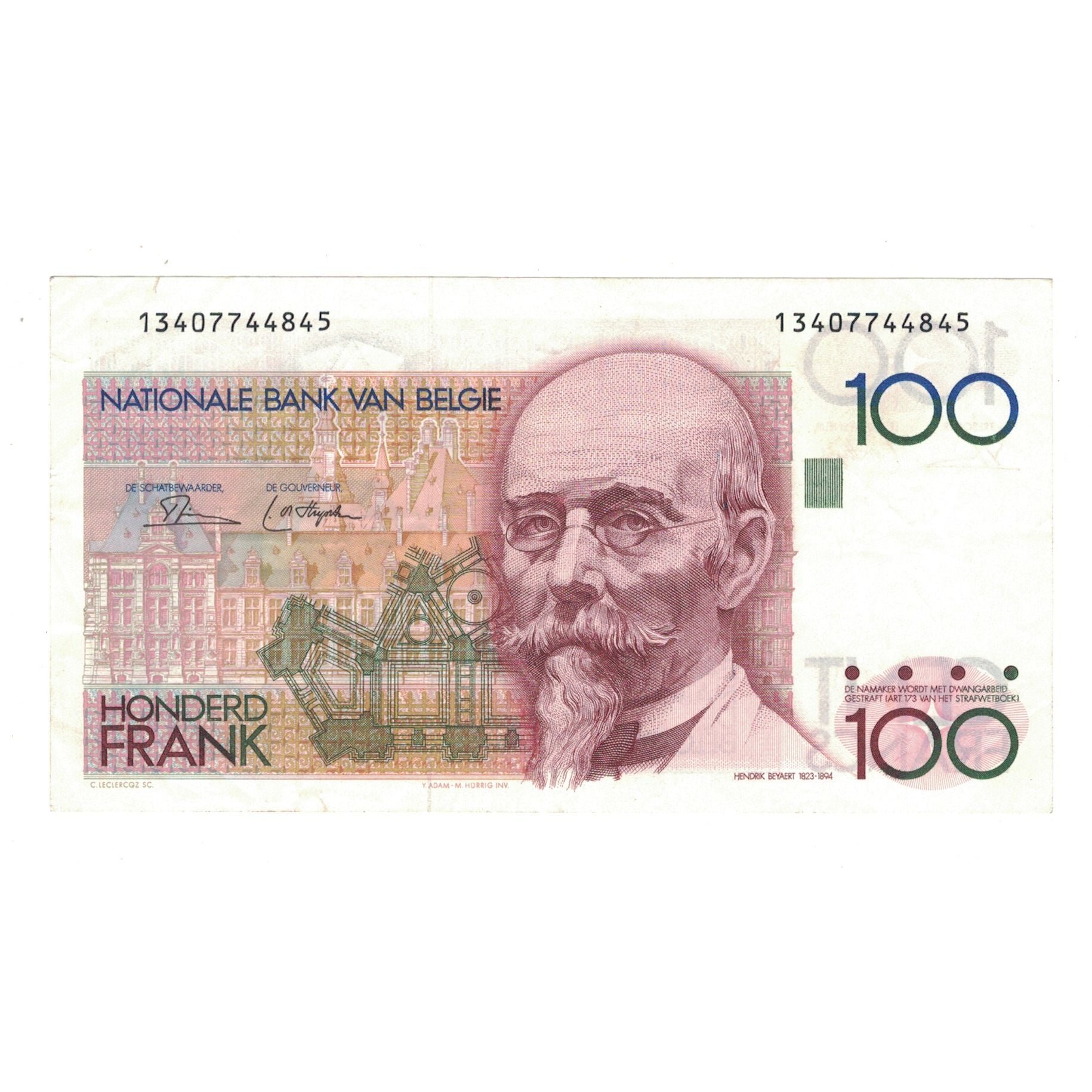 Banconote, Belgio, 100 Francs, KM:142a, BB