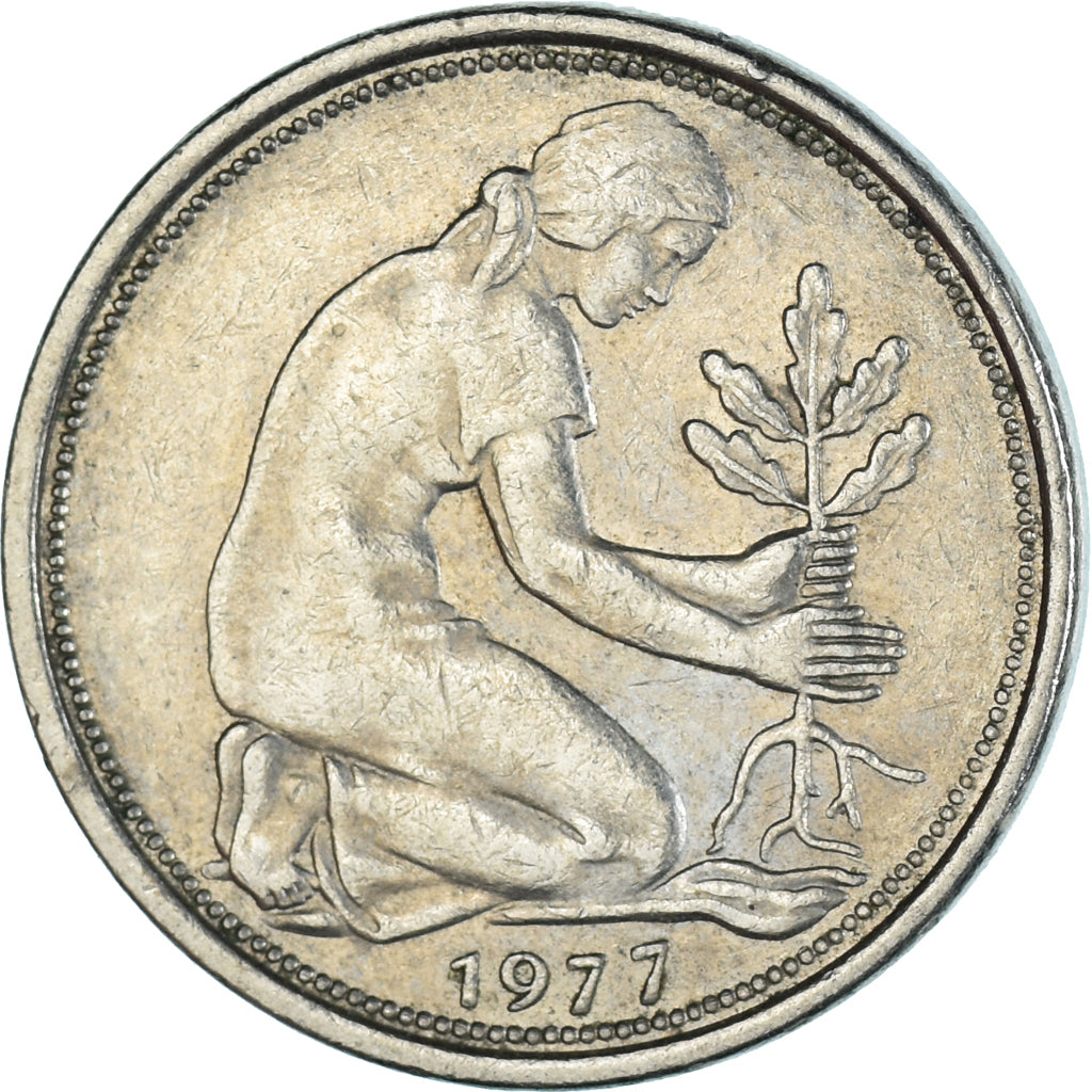 Moneda, ALEMANIA - REPÚBLICA FEDERAL, 50 Pfennig, 1977