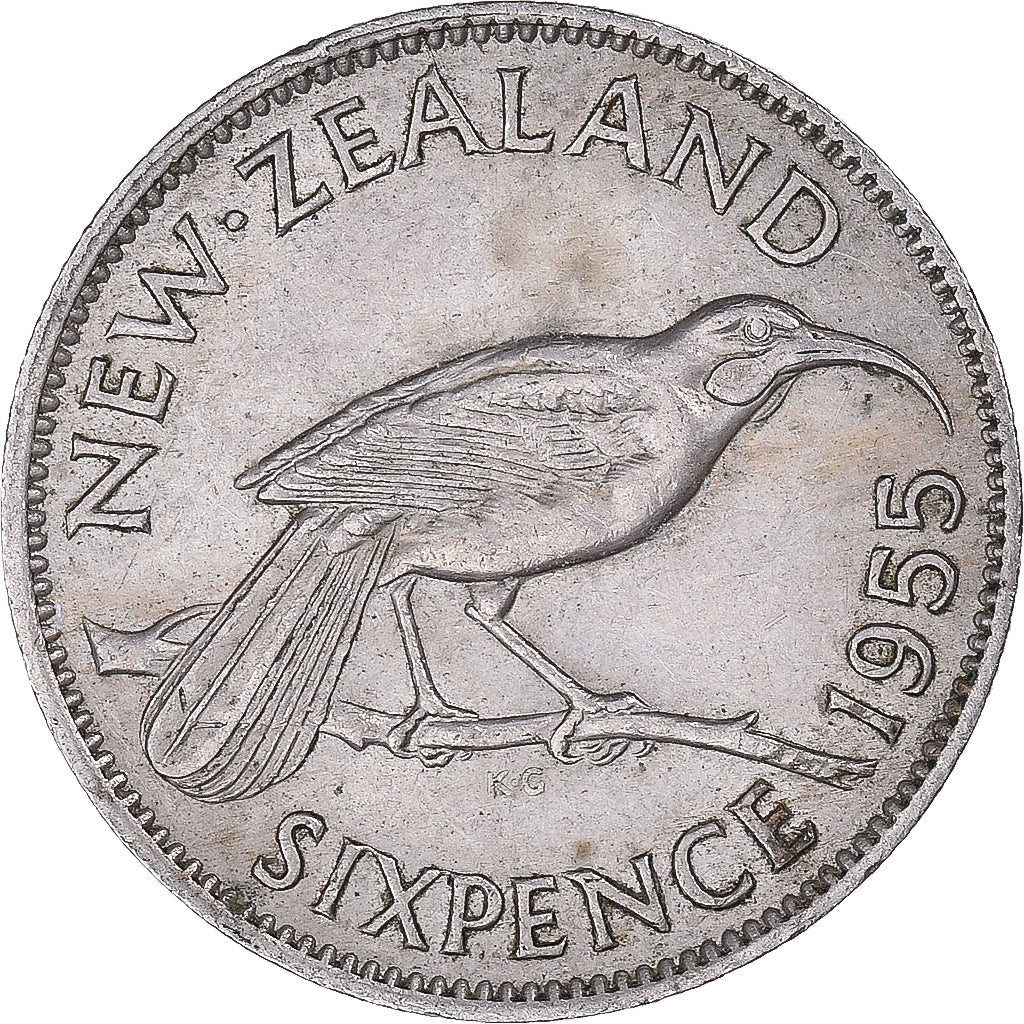 Münze, Neuseeland, 6 Pence, 1955