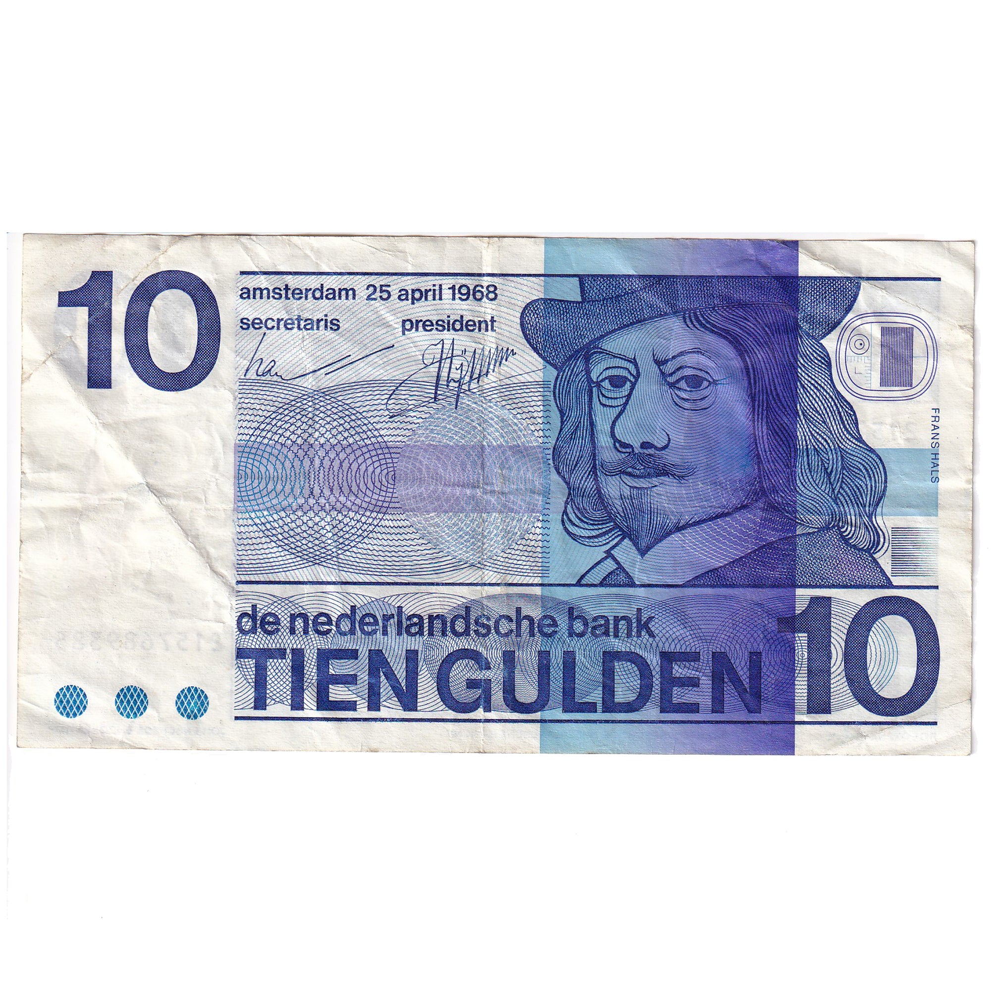 Banknote, Netherlands, 10 Gulden, 1968, 1968-04-25, KM:91b, VF(30-35)