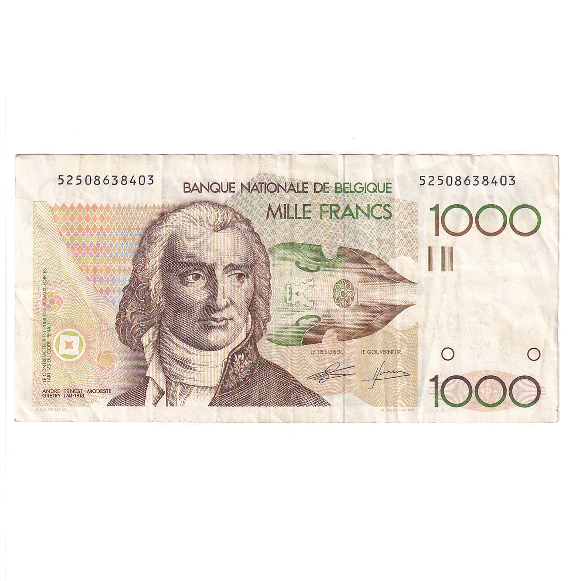 Billete, 1000 Francs, Bélgica, KM:144a, MBC