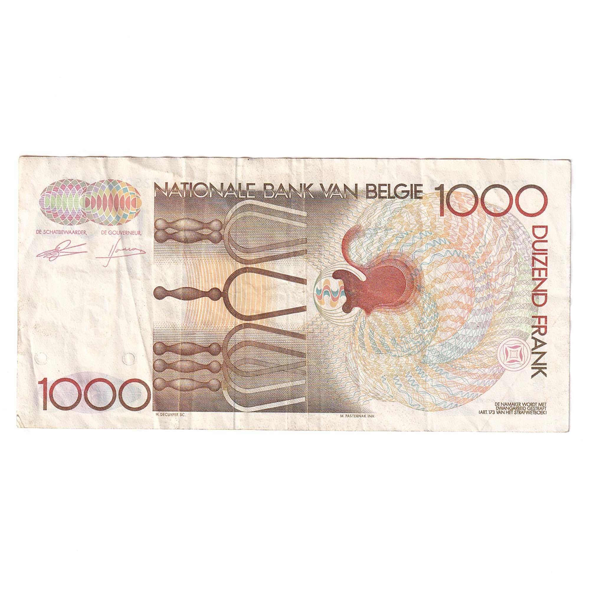 Billete, 1000 Francs, Bélgica, KM:144a, MBC
