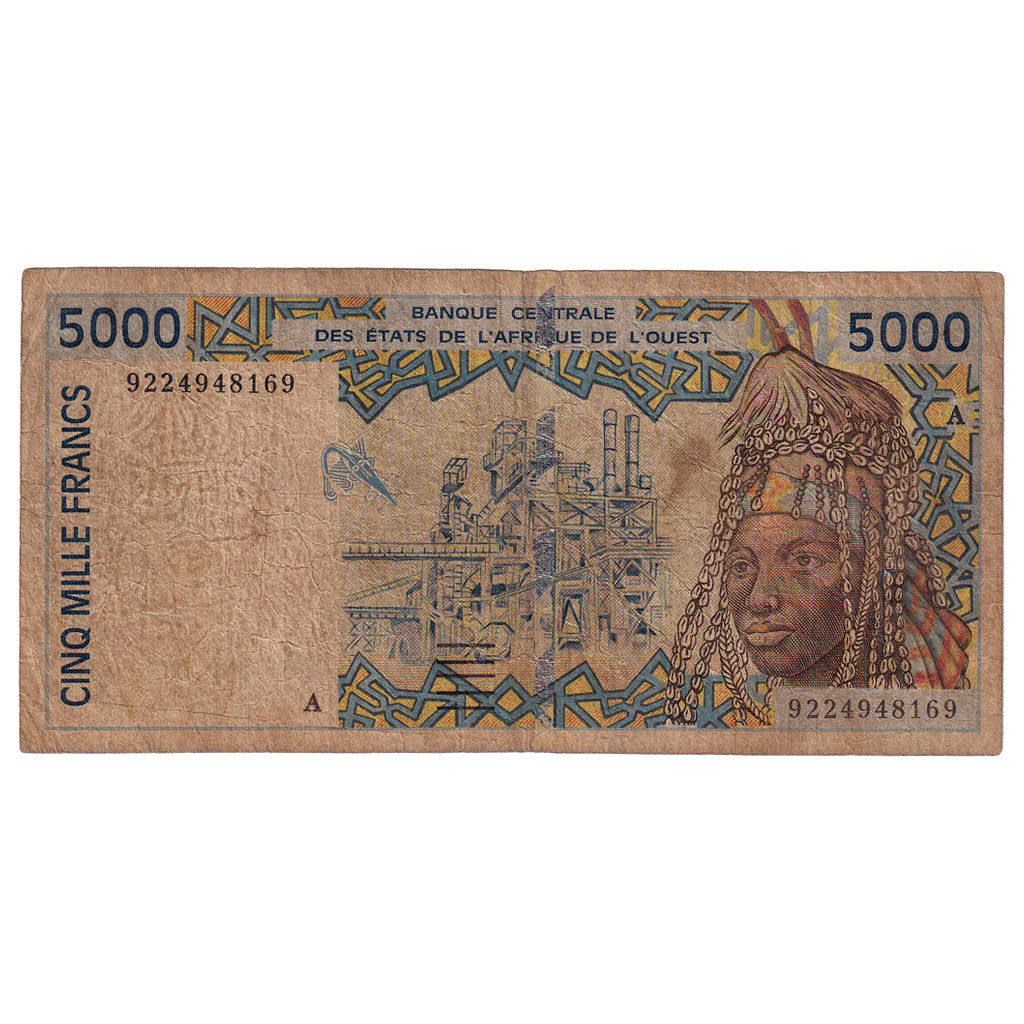 Billete, 5000 Francs, Undated (1992), Estados del África Occidental, KM:113Aa