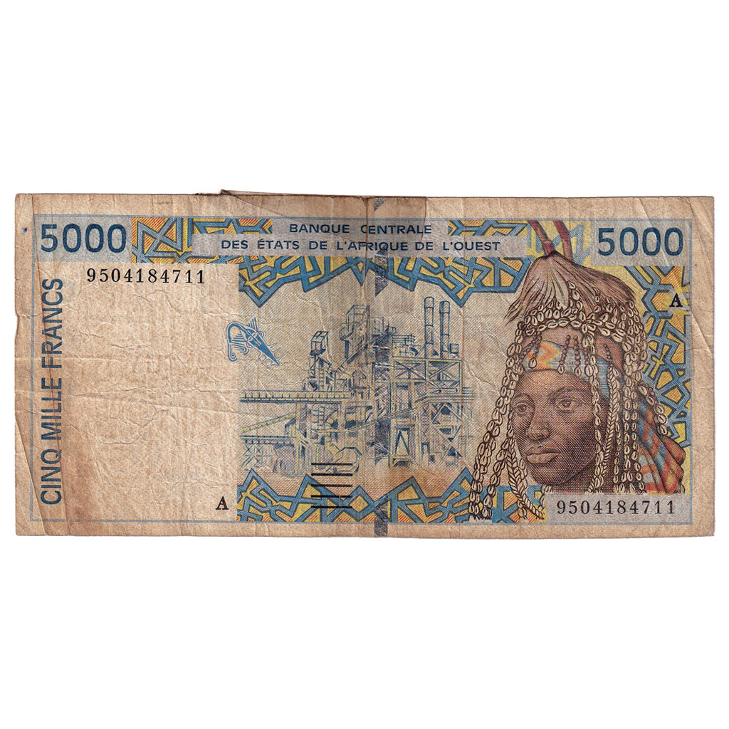 Nota, Estados da África Ocidental, 5000 Francs, KM:113Ad, VF(20-25)