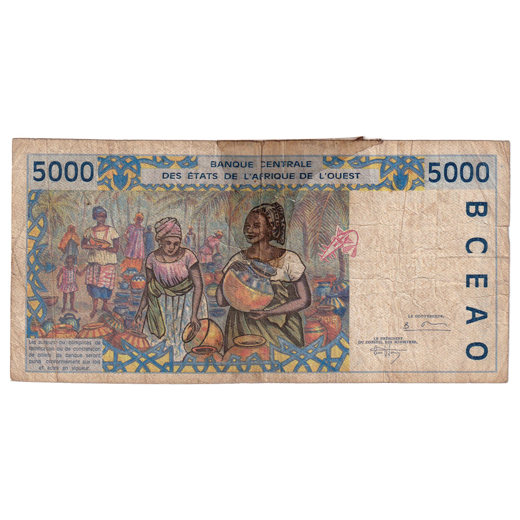 Nota, Estados da África Ocidental, 5000 Francs, KM:113Ad, VF(20-25)