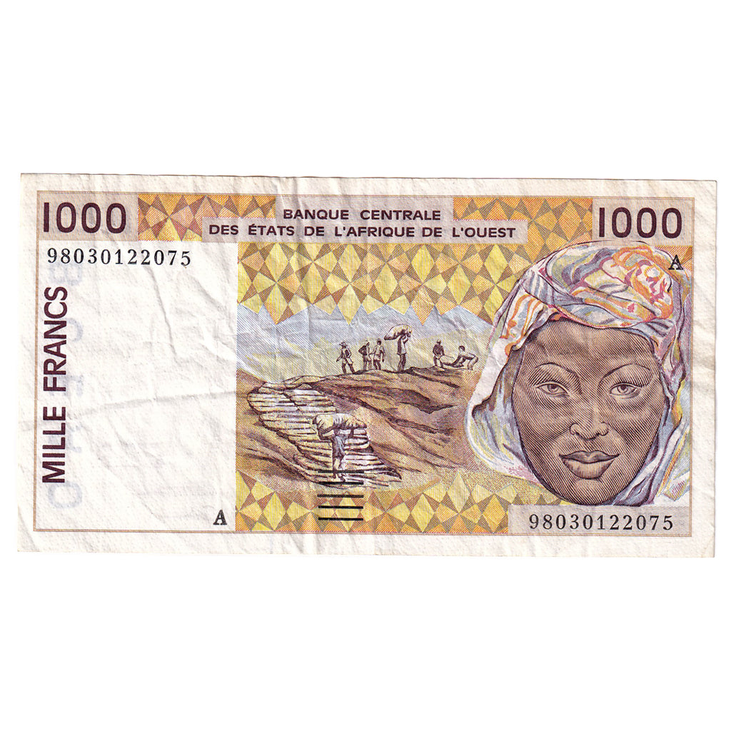 Banknot, Kraje Afryki Zachodniej, 1000 Francs, KM:111Ah, EF(40-45)