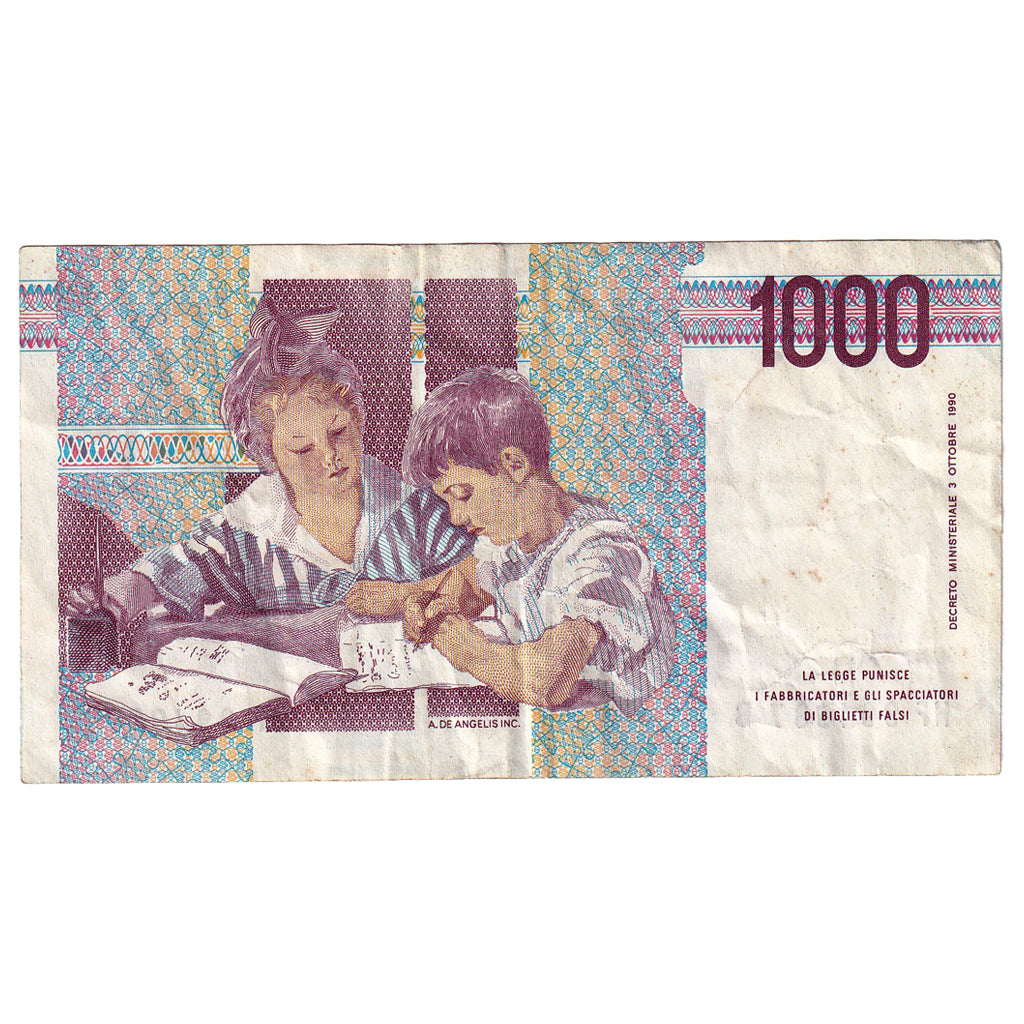 Banknot, Włochy, 1000 Lire, 1990, 1990-10-03, KM:114c, EF(40-45)