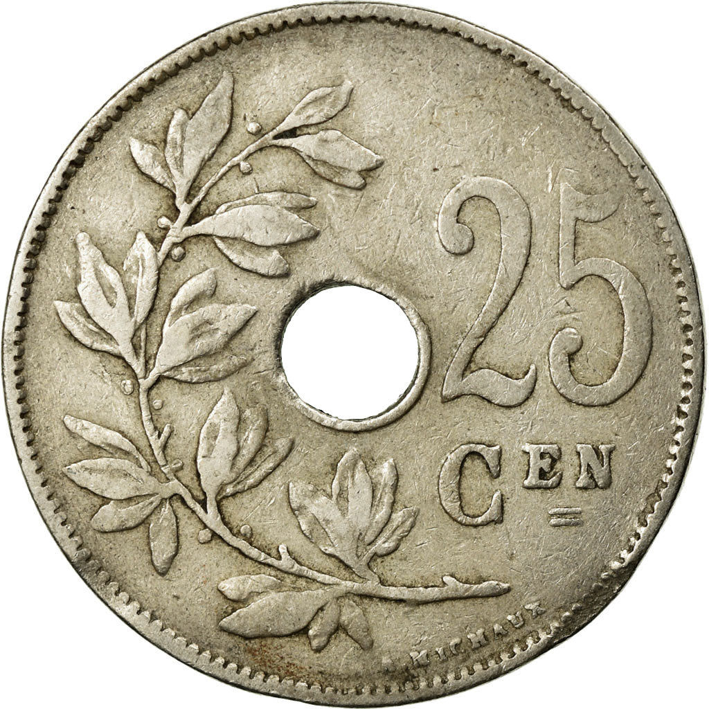 Moneta, Belgio, 25 Centimes, 1921, MB, Rame-nichel, KM:69