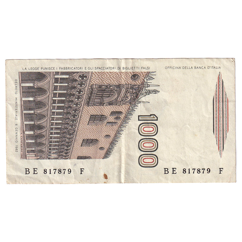 Biljet, Italië, 1000 Lire, 1982, 1982-01-06, KM:109a, TTB