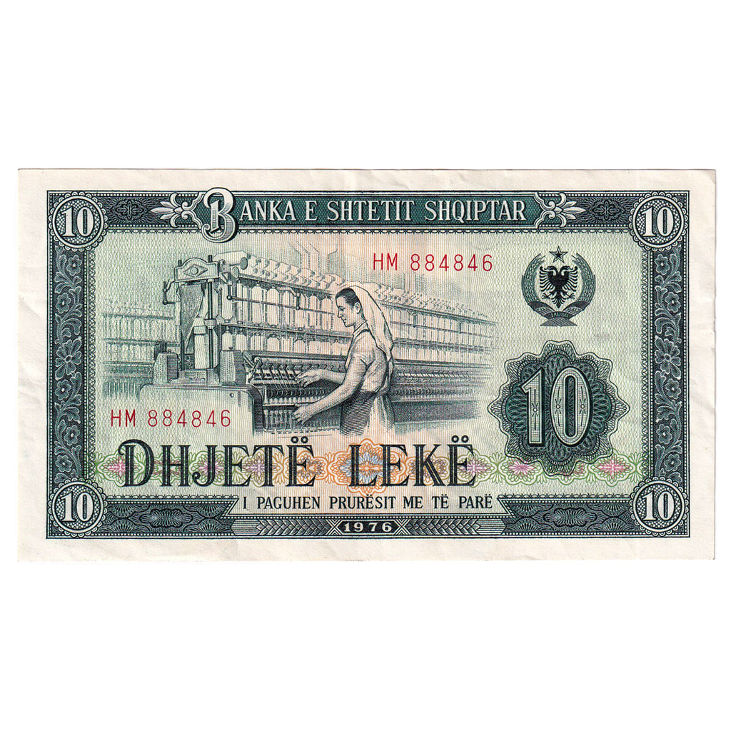 Billet, Albanie, 10 Lekë, Undated (1976), KM:43a, TTB