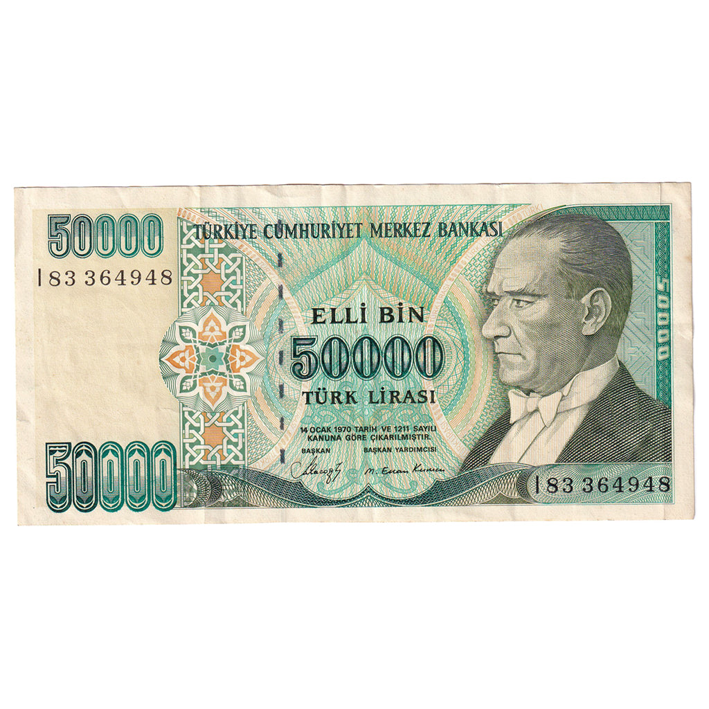 Geldschein, Türkei, 50,000 Lira, 1970, 1970-01-14, KM:203b, SS