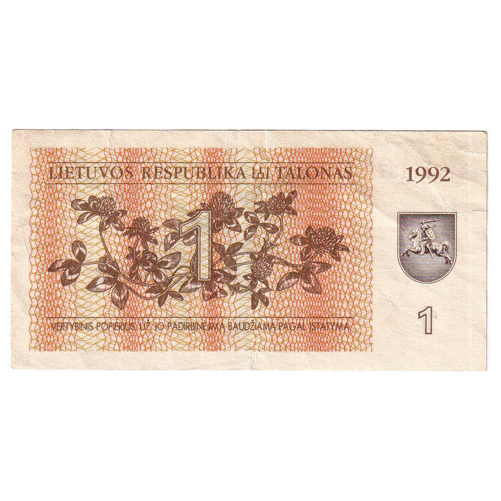 Billet, Lituanie, 1 (Talonas), 1992, KM:39, TTB