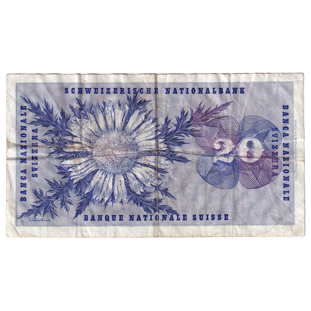 Geldschein, Schweiz, 20 Franken, 1974, 1974-02-07, KM:46v, S+