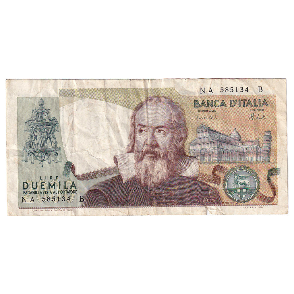 Banknote, Italy, 2000 Lire, 1973, 1973-10-08, KM:103a, VG(8-10)