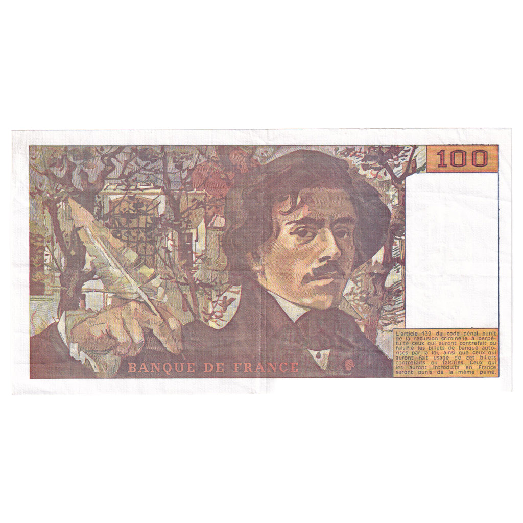 Francja, 100 Francs, Delacroix, 1990, J.189, EF(40-45), Fayette:69BIS.2e2